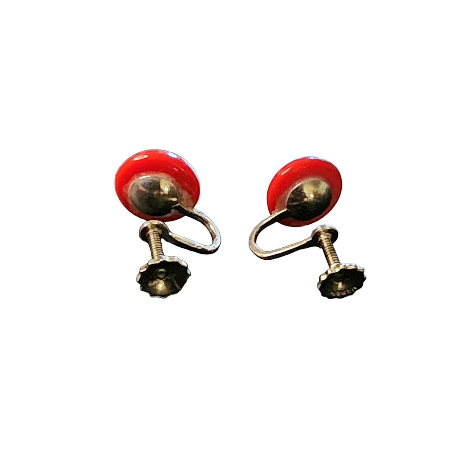 The Unbranded Brand Vintage Small Cherry Red Plastic Button Screwback Earrings Size ONE SIZE - 2 Thumbnail