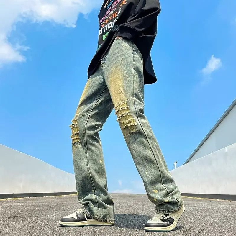 Japanese Brand × Jean Retro loose splashed ink ripped jeans Size US 32 / EU 48 - 3 Thumbnail