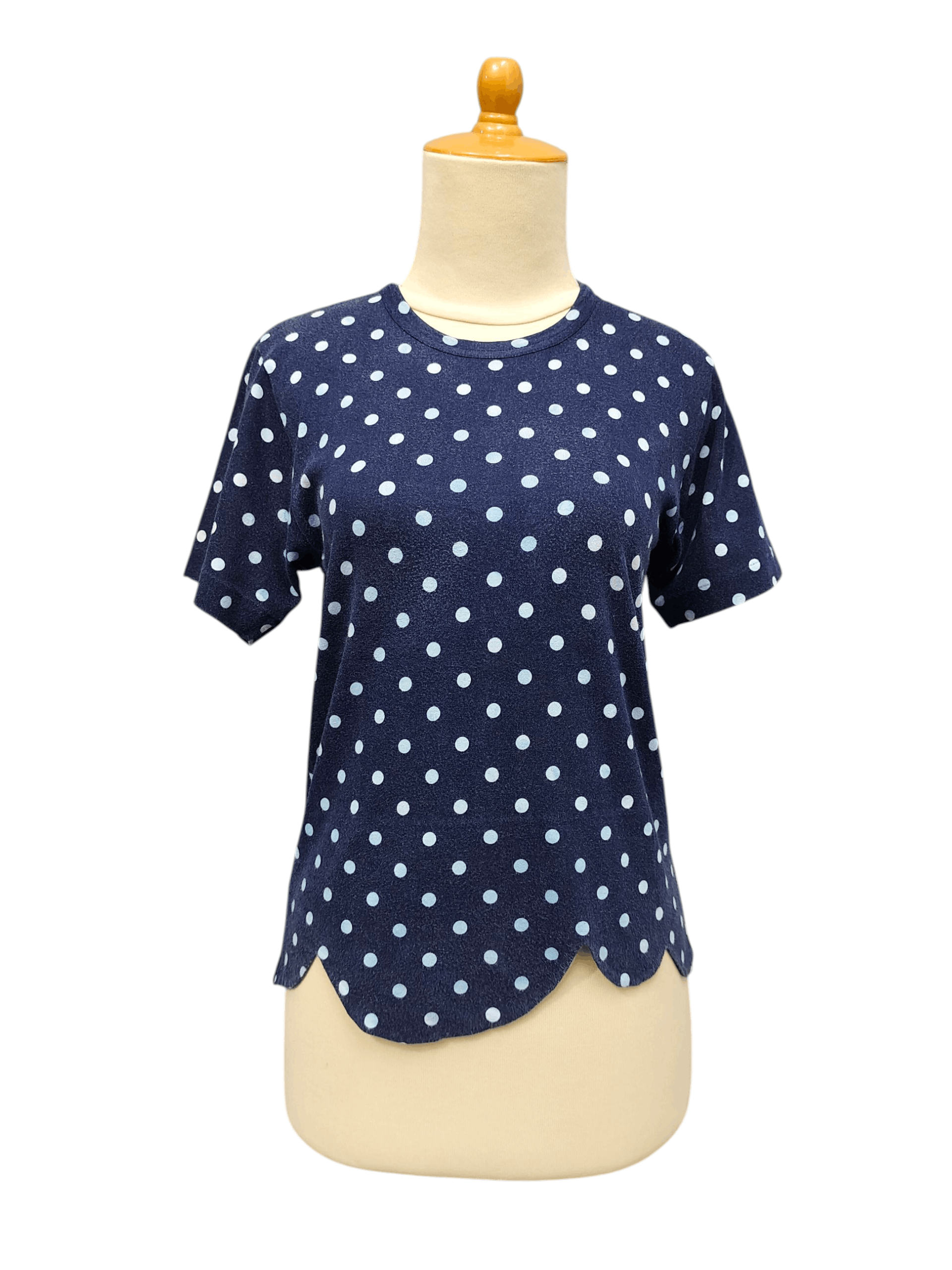 Comme des Garcons AD03 CDG Robe de Chambre Polka Dot Scallop Hem Cropped Tee Size M / US 6-8 / IT 42-44 - 1 Thumbnail