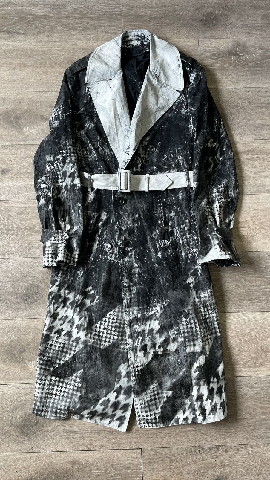 Handmade Hand Painted Houndstooth Trudge Trench Size US M / EU 48-50 / 2 - 1 Thumbnail