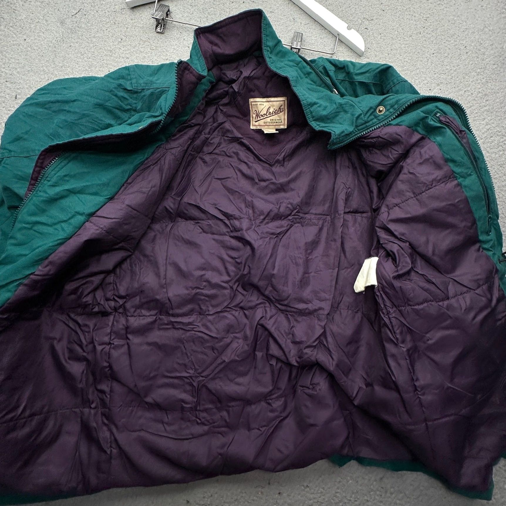 Vintage VINTAGE Woolrich Parka Hooded Jacket Womens Medium Pockets Green Purple Pockets Lined Jacket Womens Medium Green Purple Pockets Lined Size M / US 6-8 / IT 42-44 - 6 Thumbnail