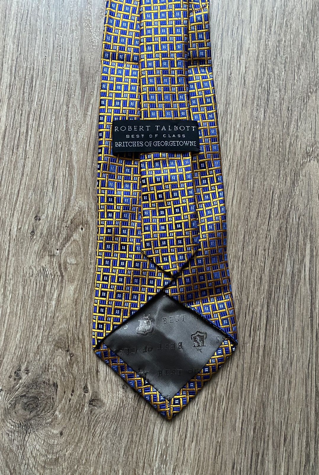 Robert Talbott Robert Talbott Geometric Blue Yellow USA Tie Size ONE SIZE - 4 Thumbnail