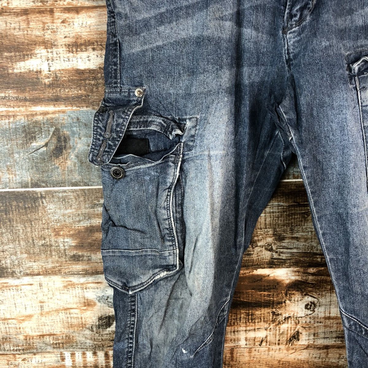 Japanese Brand Iz Frontier Blue Multipocket ripped Denim Pants #A2162 Size US 29 - 9 Thumbnail