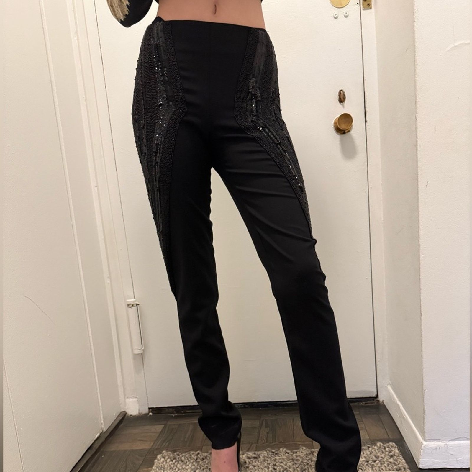 La Perla La Perla Elegant Black Sequin and beaded Embellished Pants Size 27" / US 4 / IT 40 - 7 Thumbnail