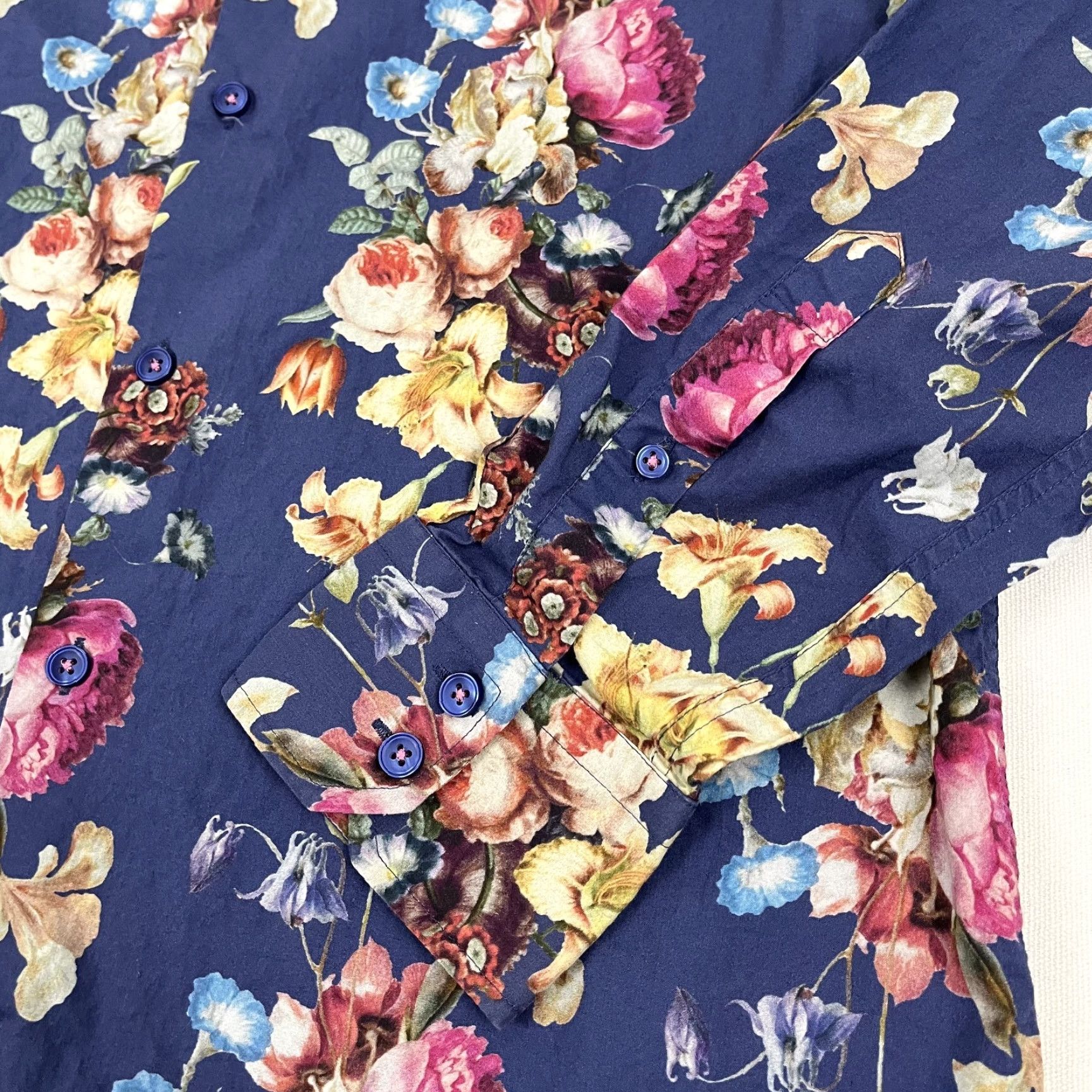 Vintage Hawes & Curtis London Shirt Mens Medium Brandon Slim Fit Blue Floral Button Up Size US M / EU 48-50 / 2 - 7 Thumbnail
