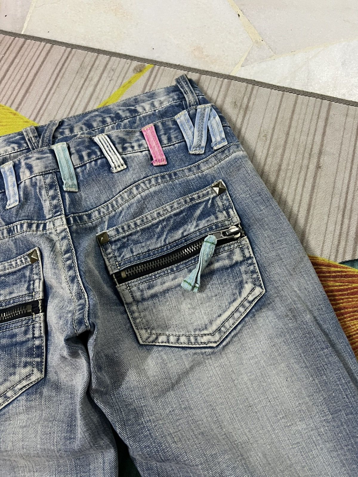 If Six Was Nine 💥Double Waist💥Japanese Unbrand Distress Patchwork Jean Size US 31 - 16 Thumbnail