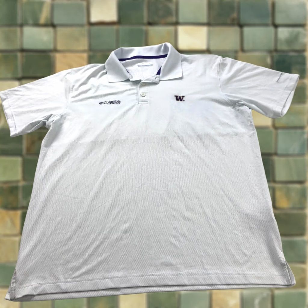 Vintage Columbia PFG Omni Shade LG Vented Short Sleeve Polo Shirt Washington University Size US L / EU 52-54 / 3 - 1 Thumbnail