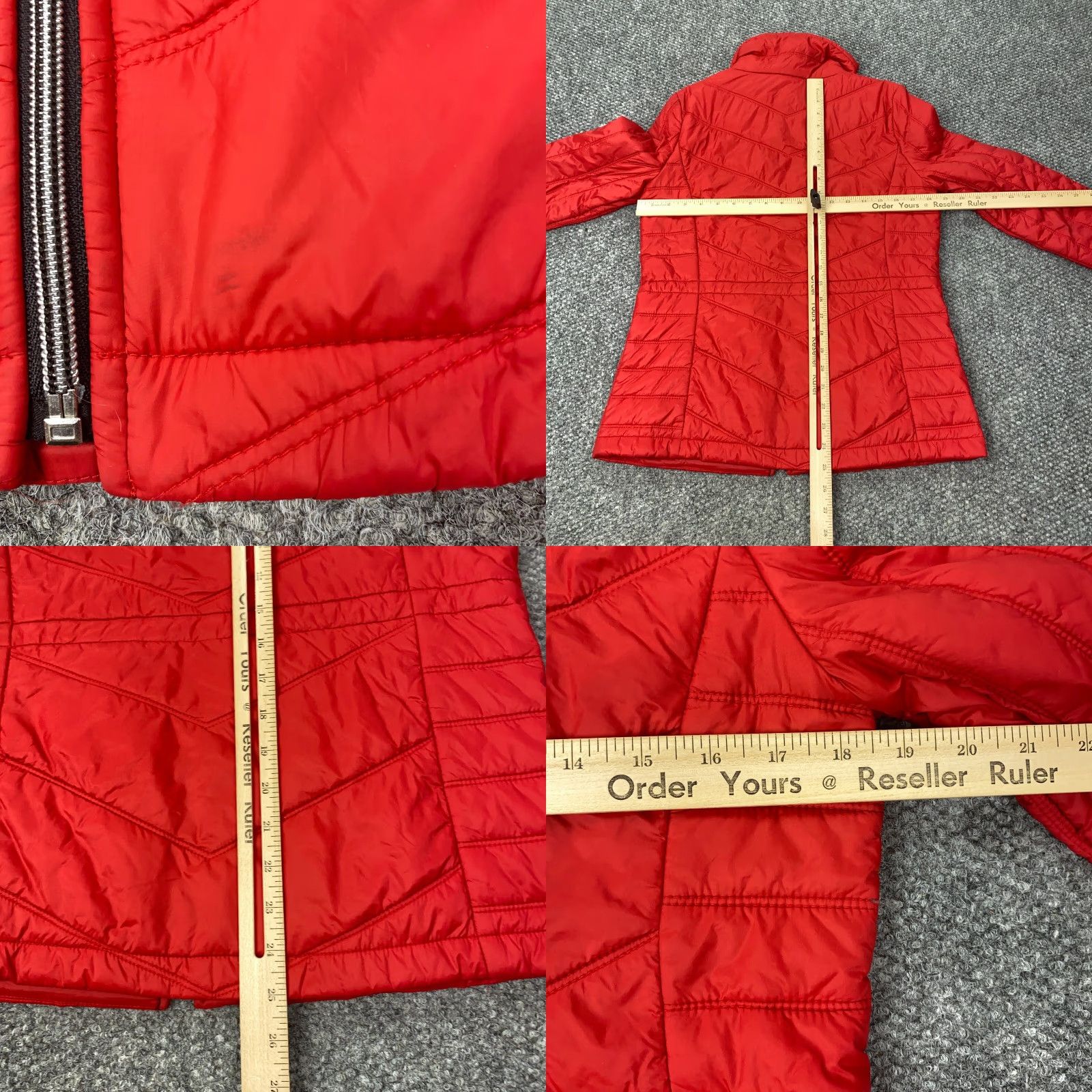 Guess GUESS Womens Jacket Small Red Nylon Mock Neck Lined Quilted Puffer Lightweight Short Zip Satin Logo Casual Outerwear Size S / US 4 / IT 40 - 8 Thumbnail