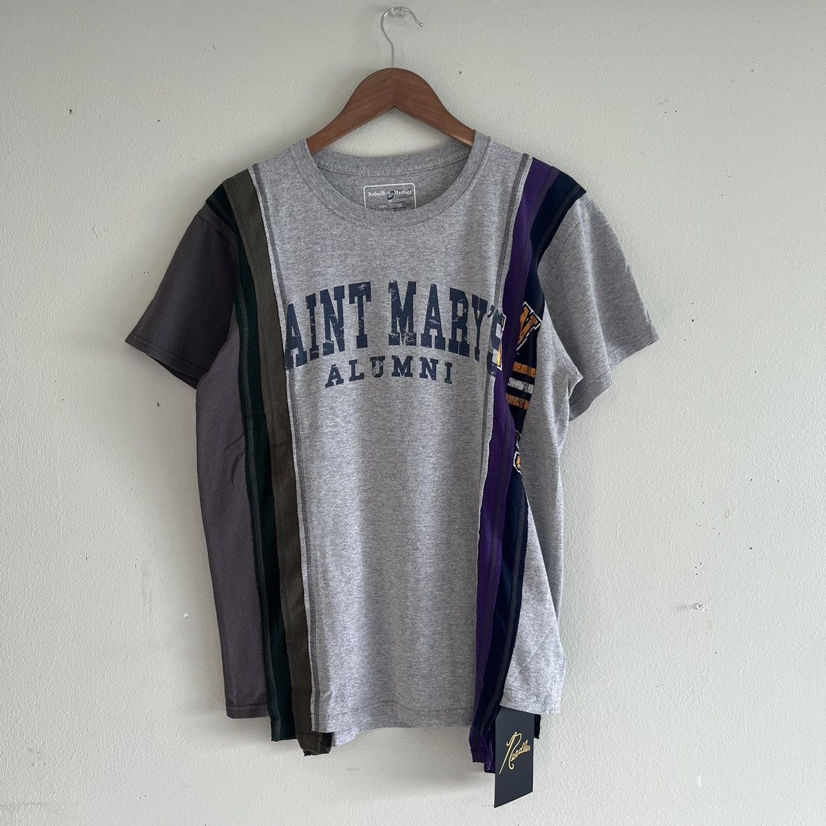image of Needles Split College Tee 7-Cut in Gray Base, Men's (Size Medium)