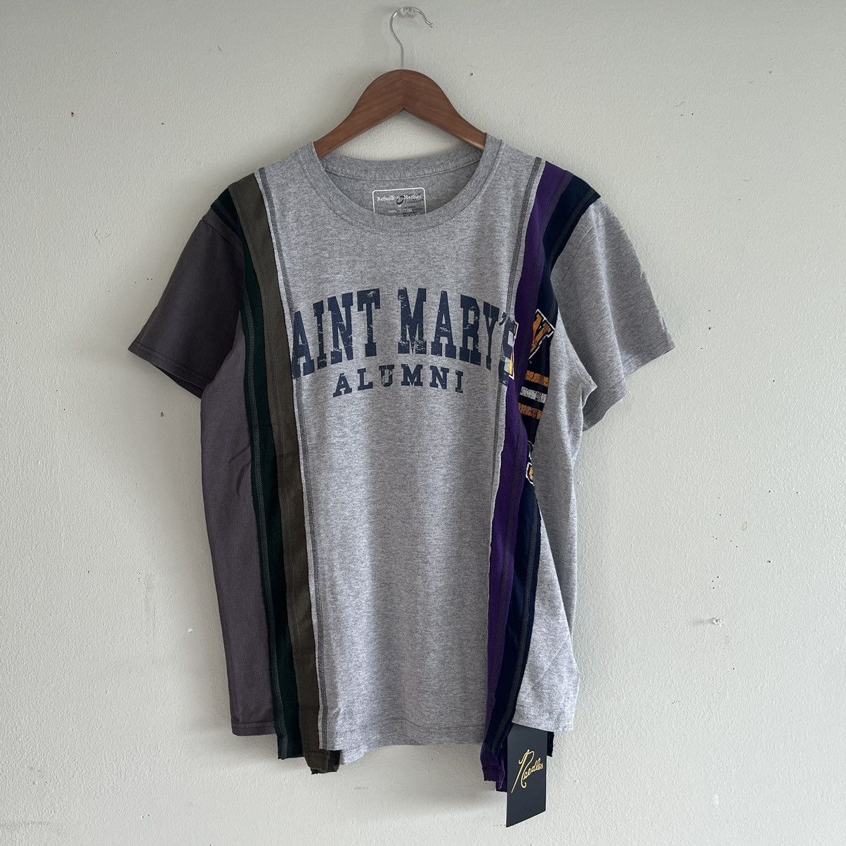 Pre-owned Needles Split College Tee 7-cut In Gray Base