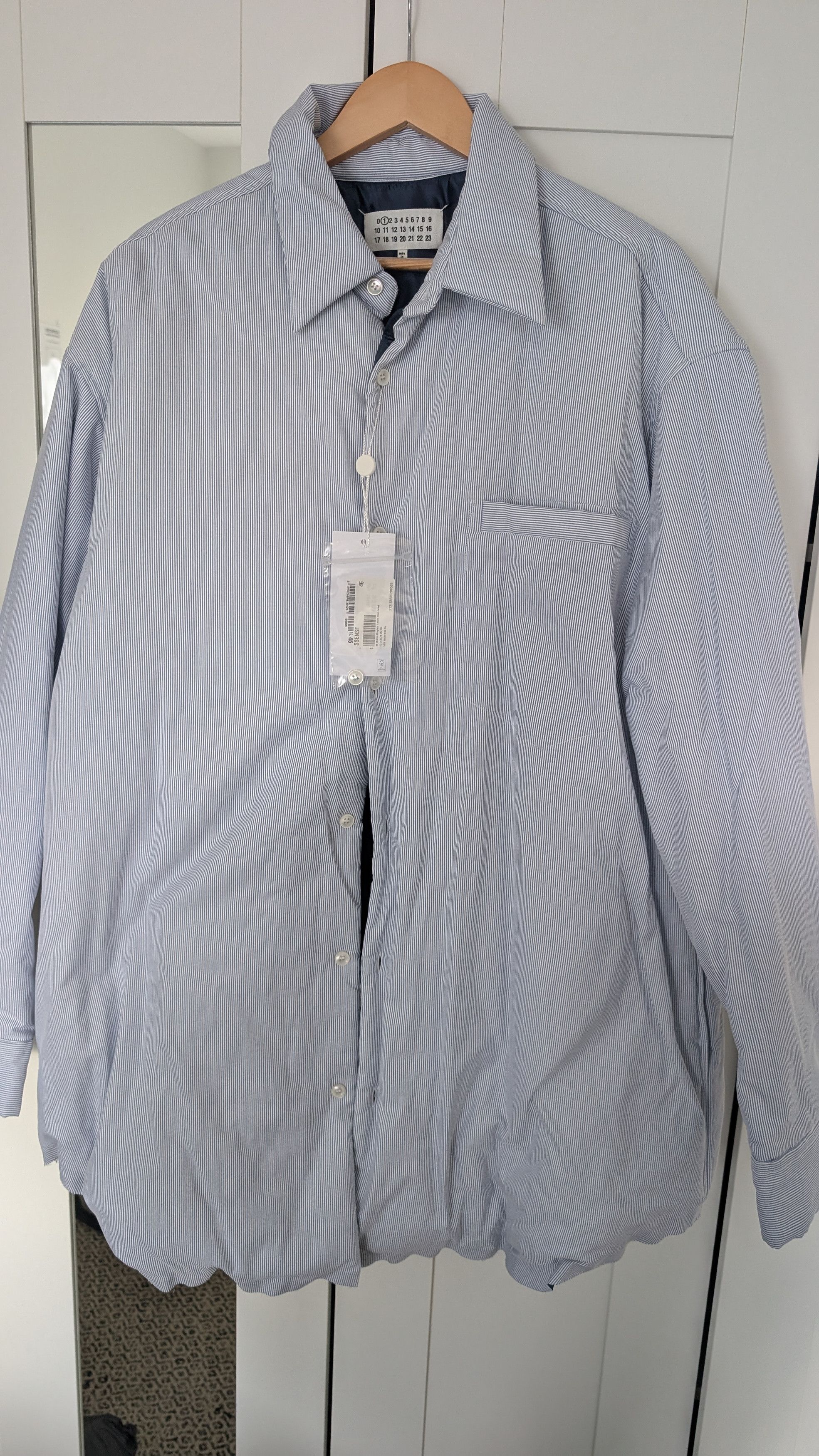 Maison Margiela Maison Margiela Pin Stripped padded shirt jacket Size US XL / EU 56 / 4 - 1 Thumbnail