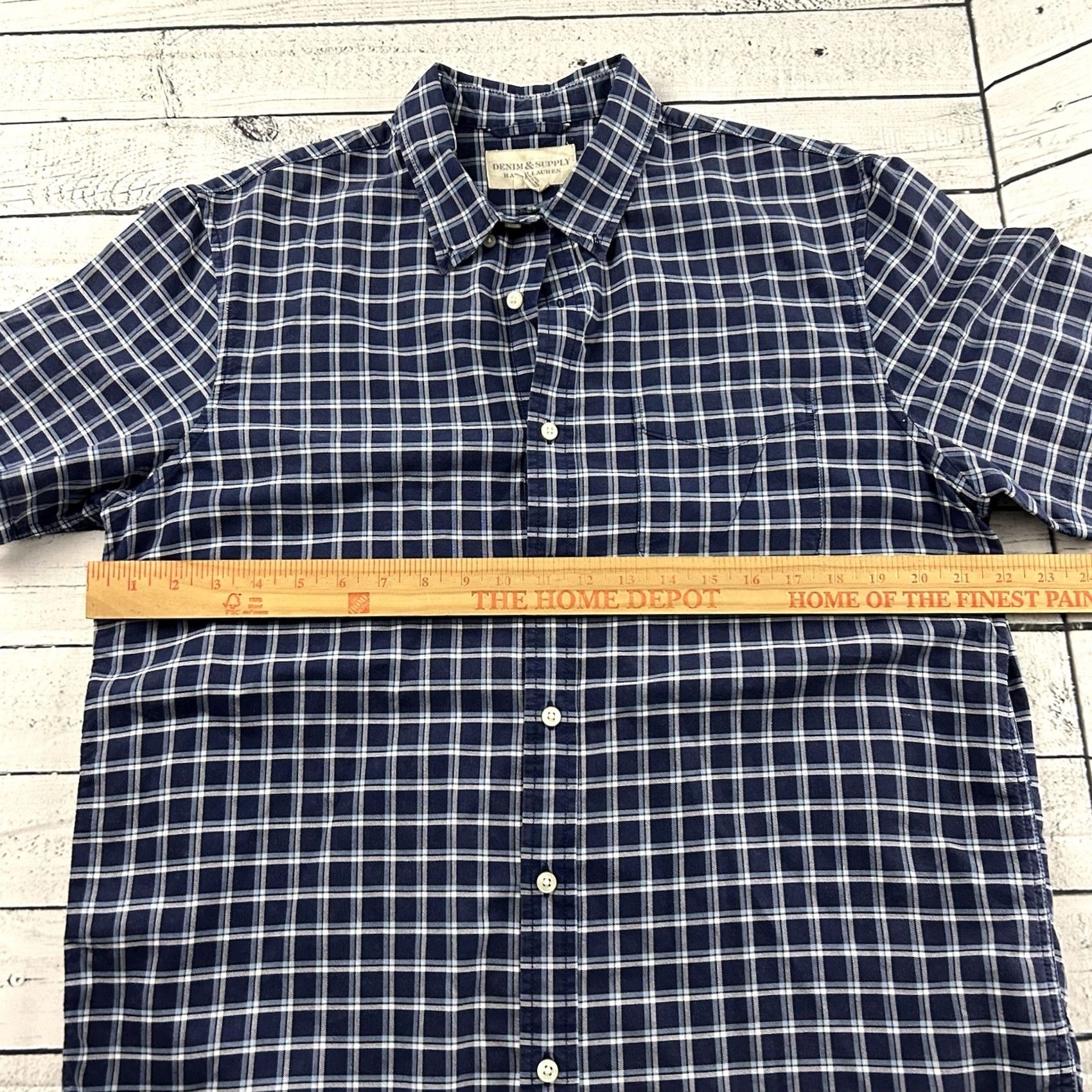 Ralph Lauren Ralph Lauren Denim & Supply Plaid Short Sleeve Button Front Shirt Men's L Blue Size US L / EU 52-54 / 3 - 4 Thumbnail