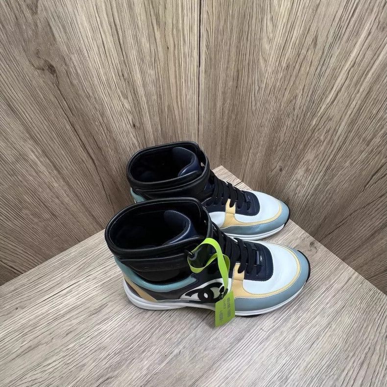 Chanel Chanel Blue and White High Top Sneakers -2505 Size US 6.5 / EU 39-40 - 2 Thumbnail