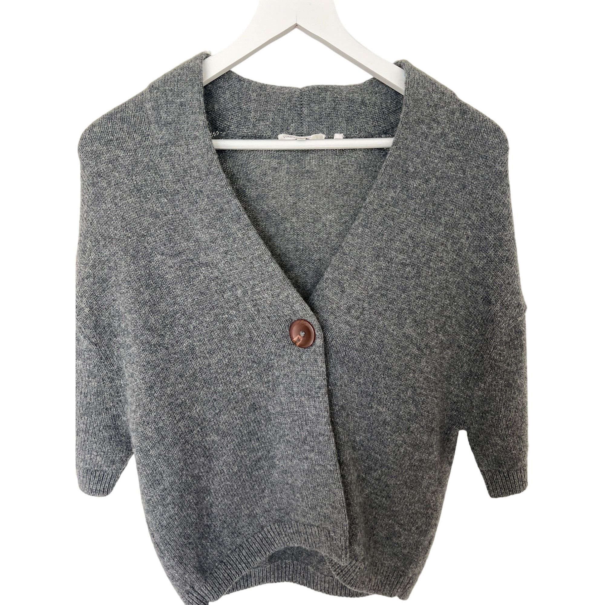 Vince Vince Charcoal Cashmere Alpaca Wool Short Sleeve Cardigan Size S / US 4 / IT 40 - 2 Thumbnail