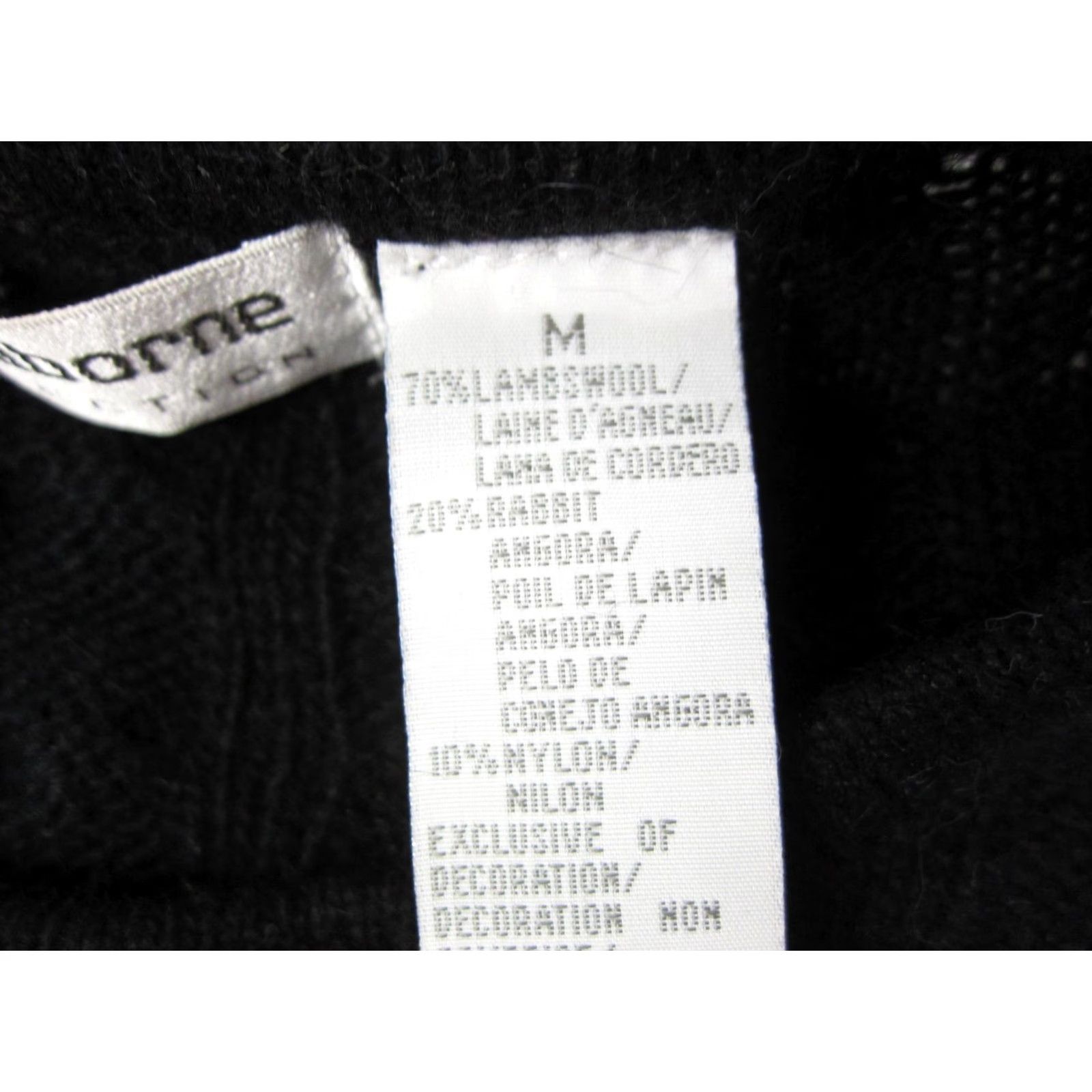 Liz Claiborne Liz Claiborne Sweater Womens Medium Black Angora Wool Beaded Cable-Knit Crew Neck Pullover 90s Classic Knit Casual Business Women Size M / US 6-8 / IT 42-44 - 4 Thumbnail