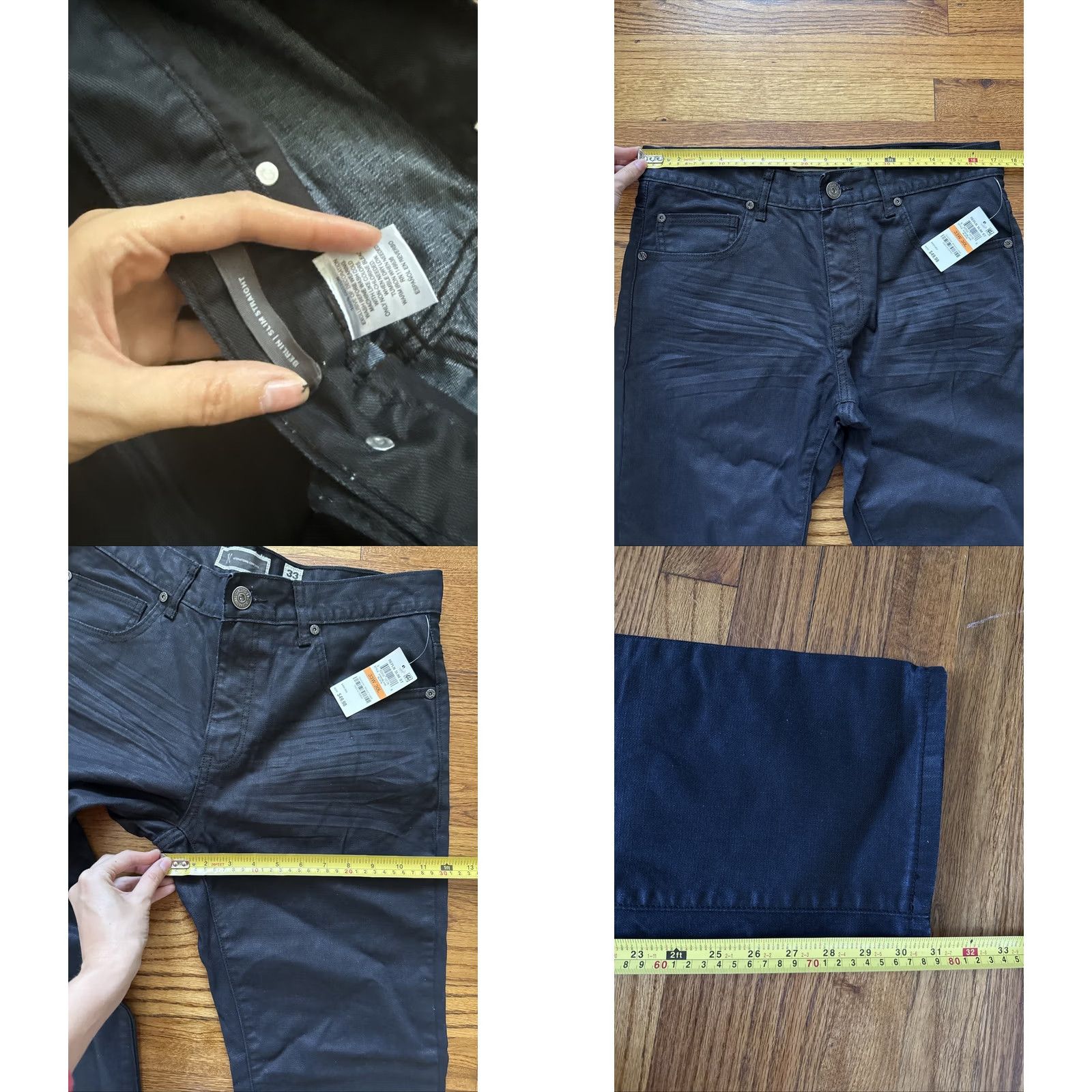 Vintage INC Berlin Slim Straight Jeans 33/30 Black Men Regular Slim NWT C26 Size US 33 - 8 Thumbnail