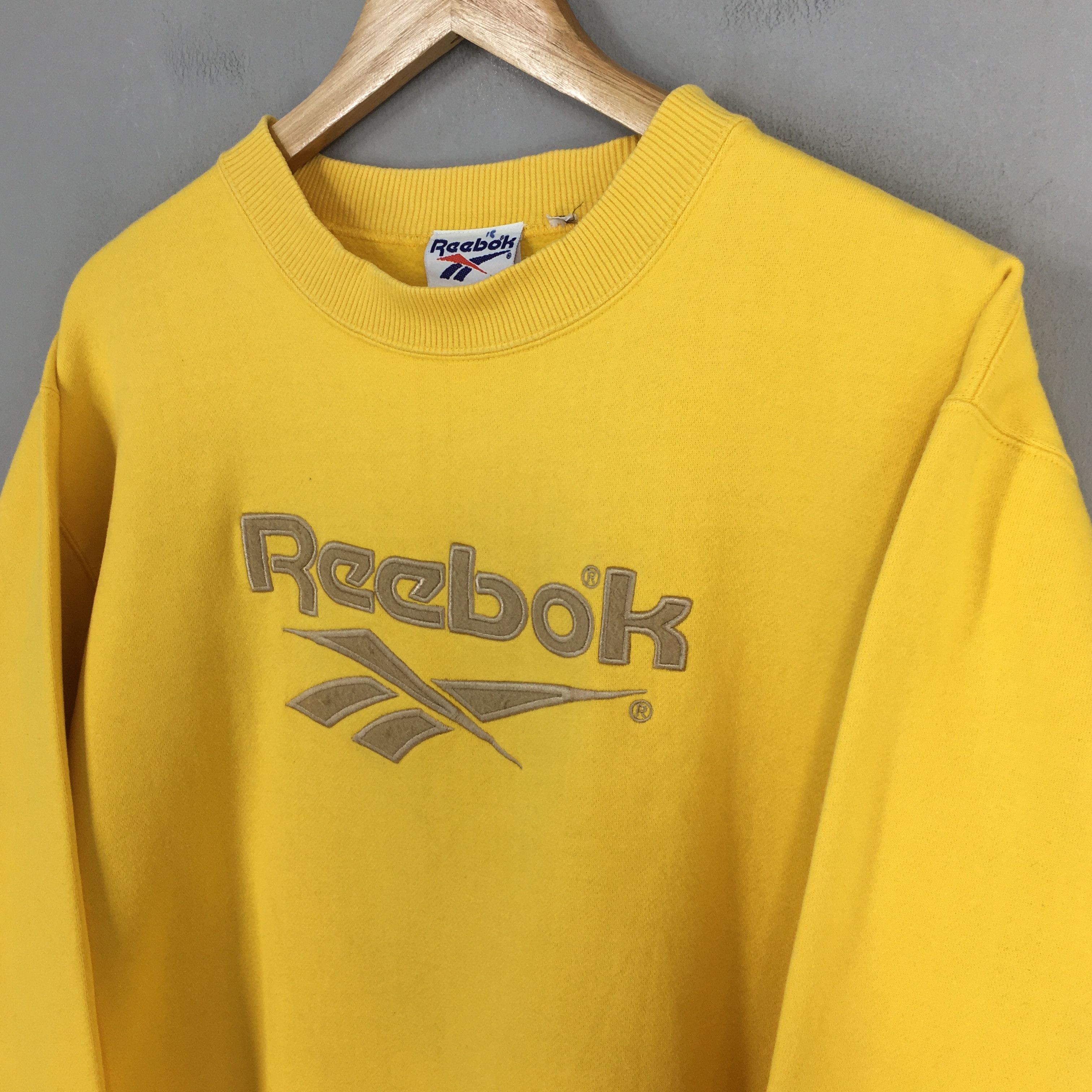Reebok Vintage 90's Reebok Classic Yellow Sweatshirt XLarge Size US XL / EU 56 / 4 - 3 Thumbnail