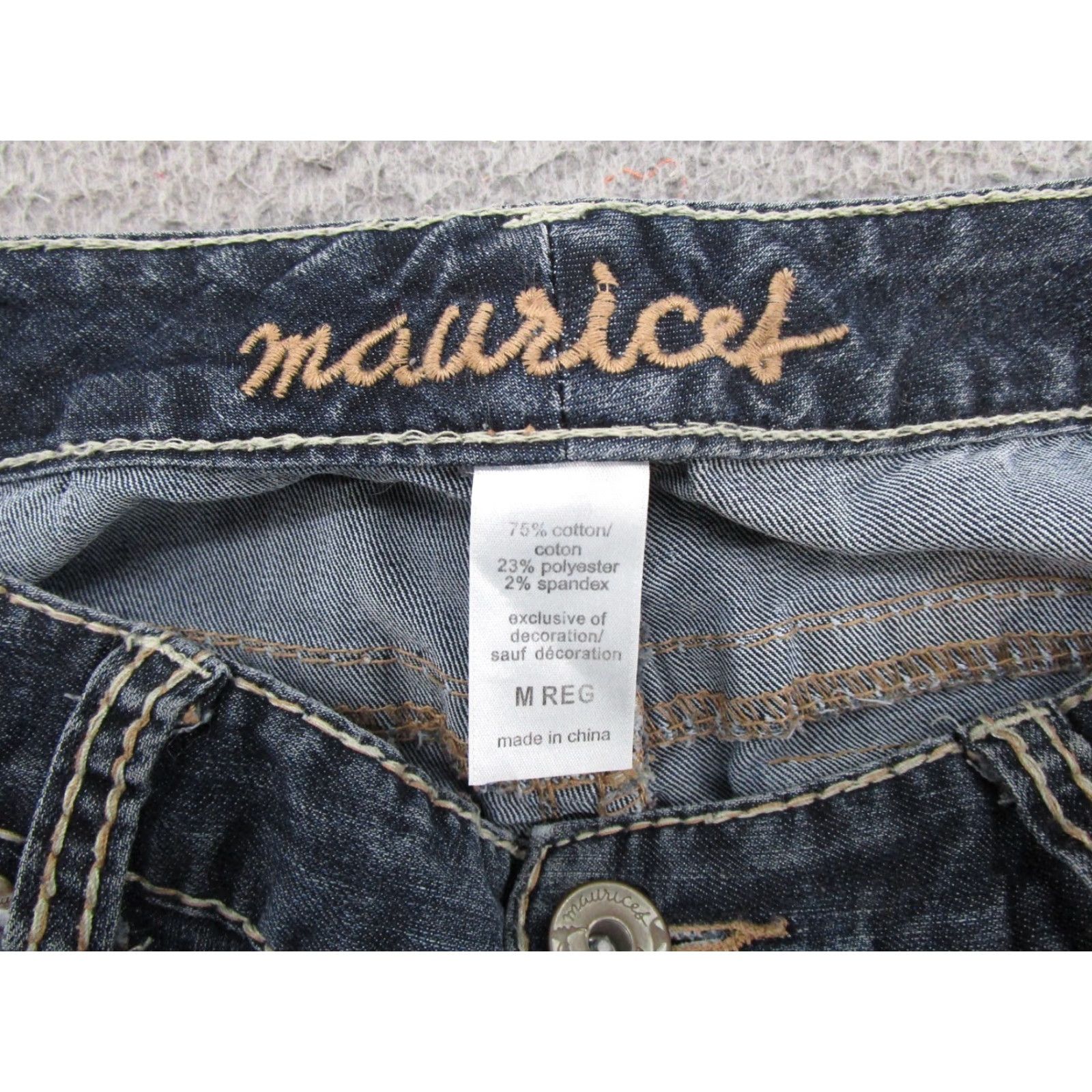Vintage Maurices Women's Denim Jeans 5-Pocket Stretch Embroidered Flap Pocket Slim/Regular Size M Blue Denim Skinny Casual Size 32" / US 10 / IT 46 - 3 Thumbnail