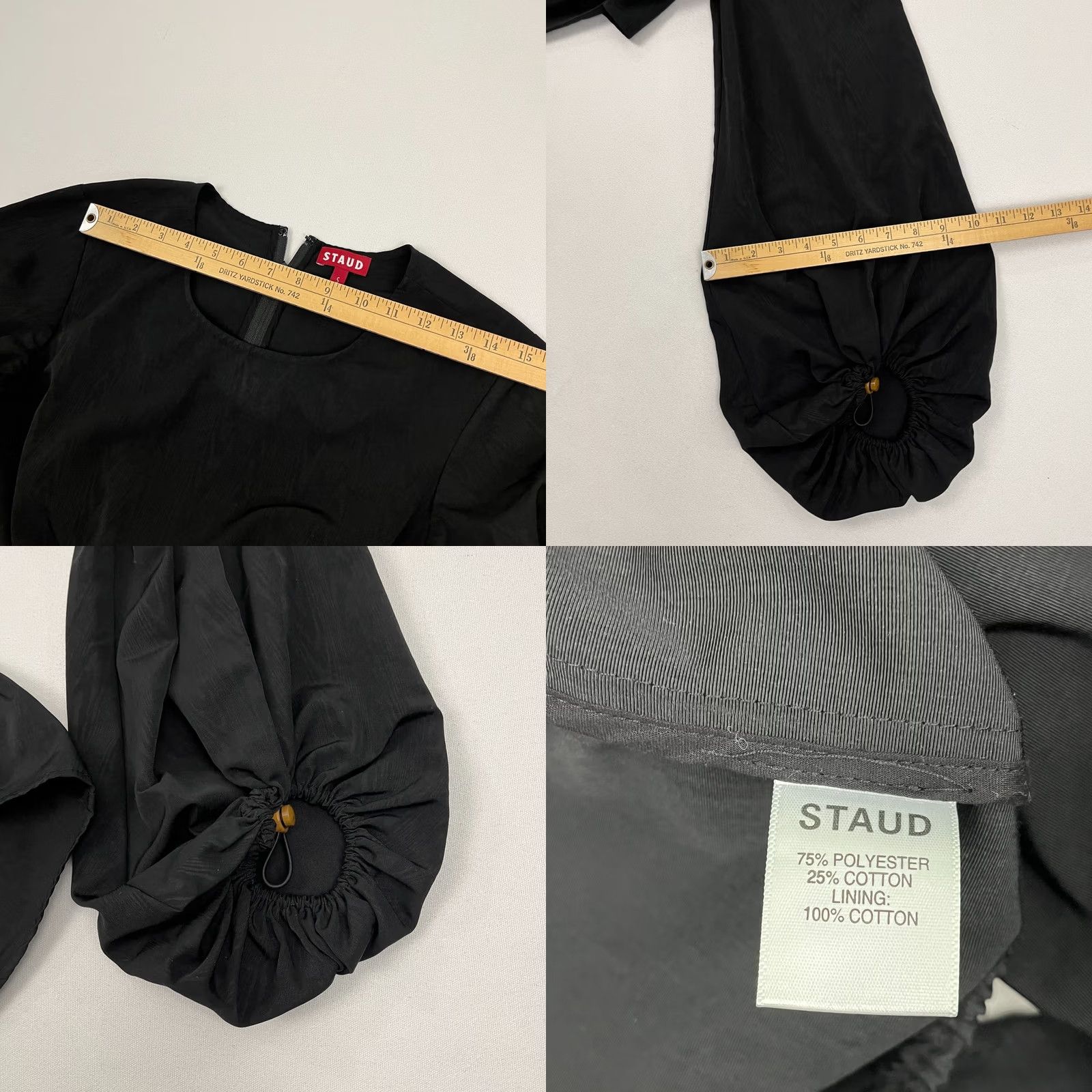 Staud Staud Ivy Top Womens S Black Wood Grain Peplum Cut Out Festival Avantgarde Shirt Regular Womens Black Ivy Top S Size S / US 4 / IT 40 - 8 Thumbnail