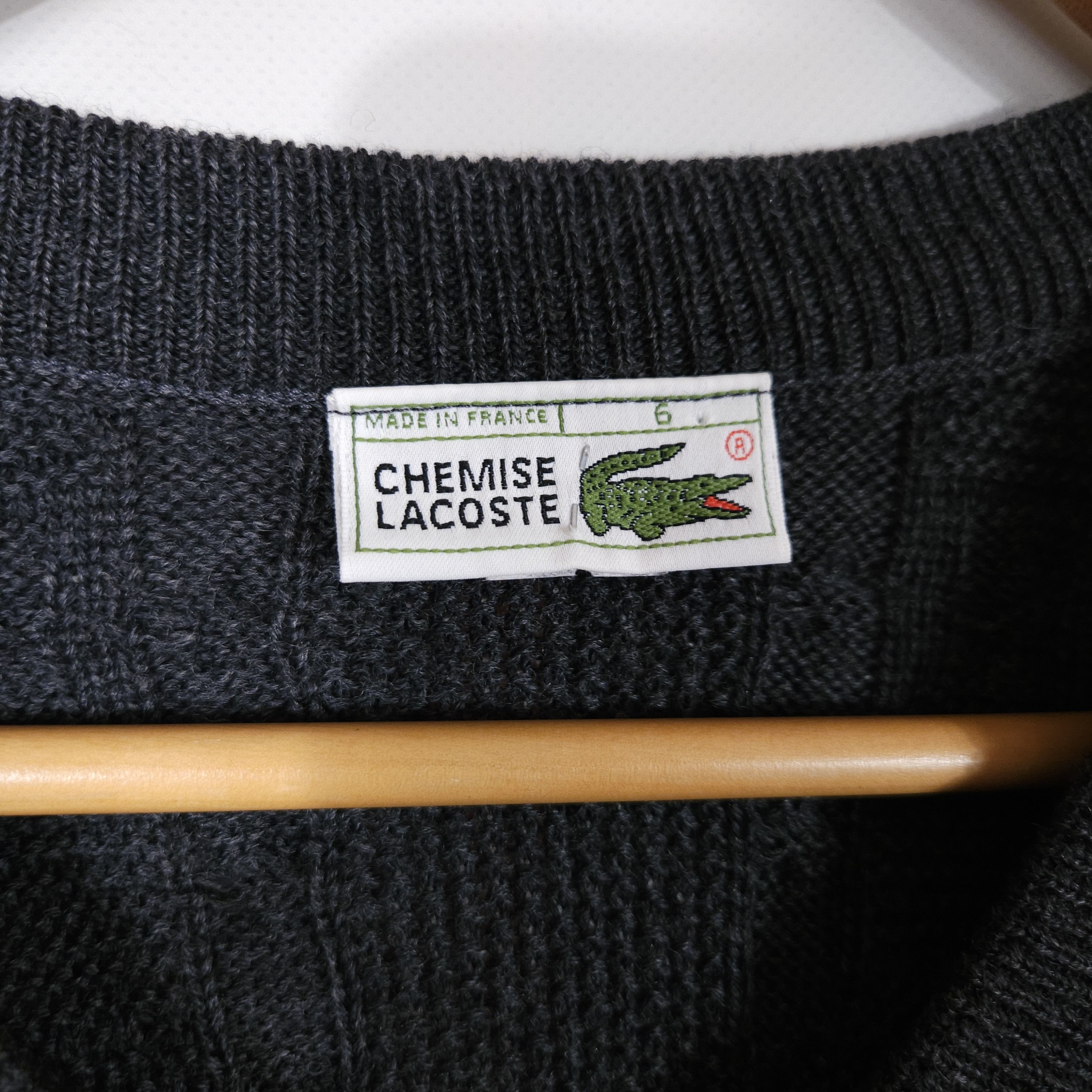 Lacoste × Vintage Chemise Lacoste Cable Knit Sweater Wool V-neck France 6 /XL Size US XL / EU 56 / 4 - 7 Thumbnail