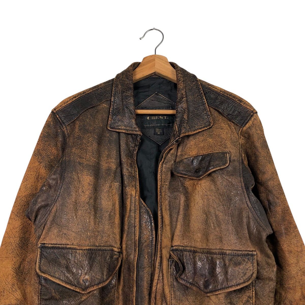 Japanese Brand Vintage Distressed Leather Bomber Jacket Grunge Patina Fade Size US M / EU 48-50 / 2 - 4 Thumbnail
