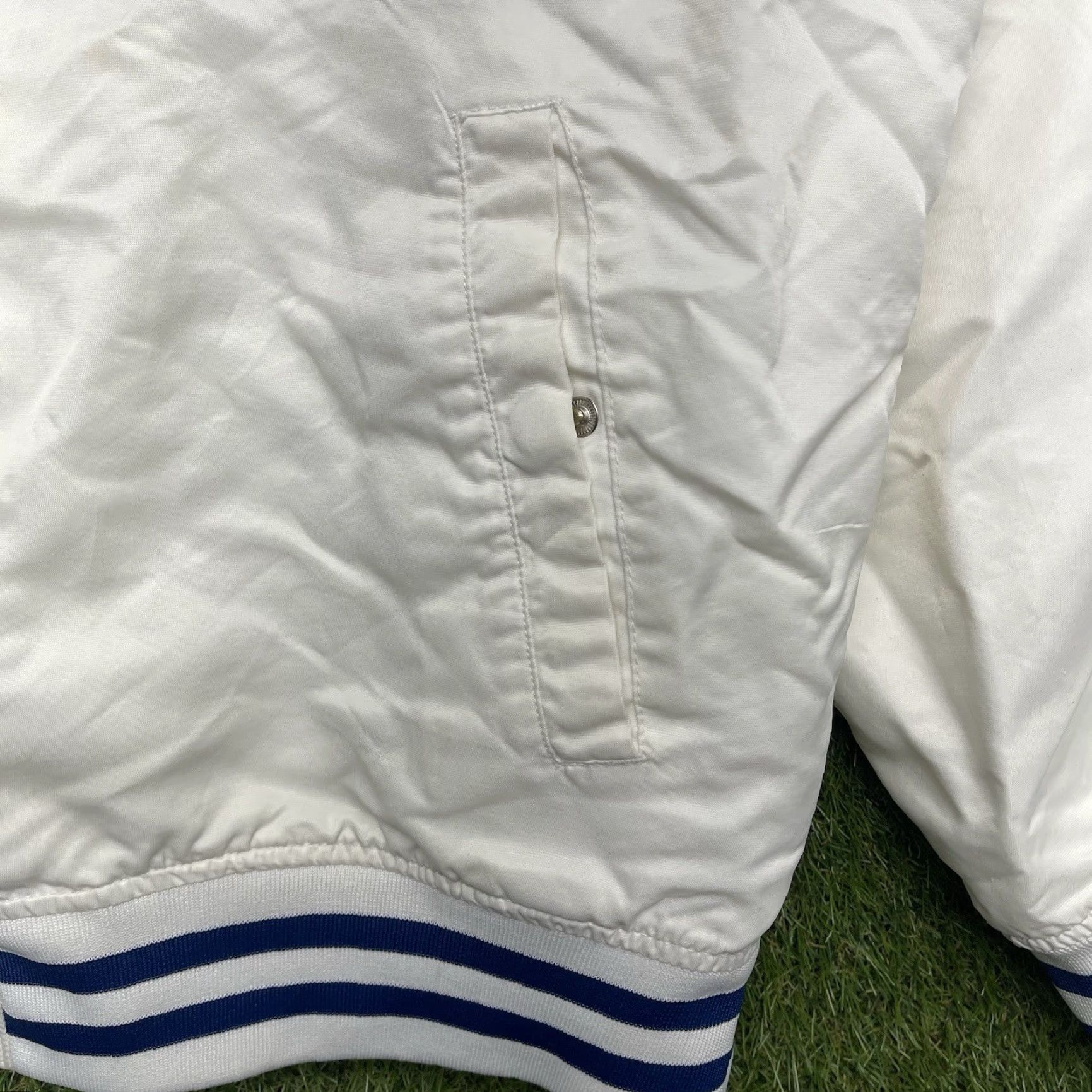 Jordan Brand Vintage Nike Air Club Jacket Mens 2XL Satin White Flight Spellout 90s Bomber Jacket Size US XXL / EU 58 / 5 - 5 Thumbnail