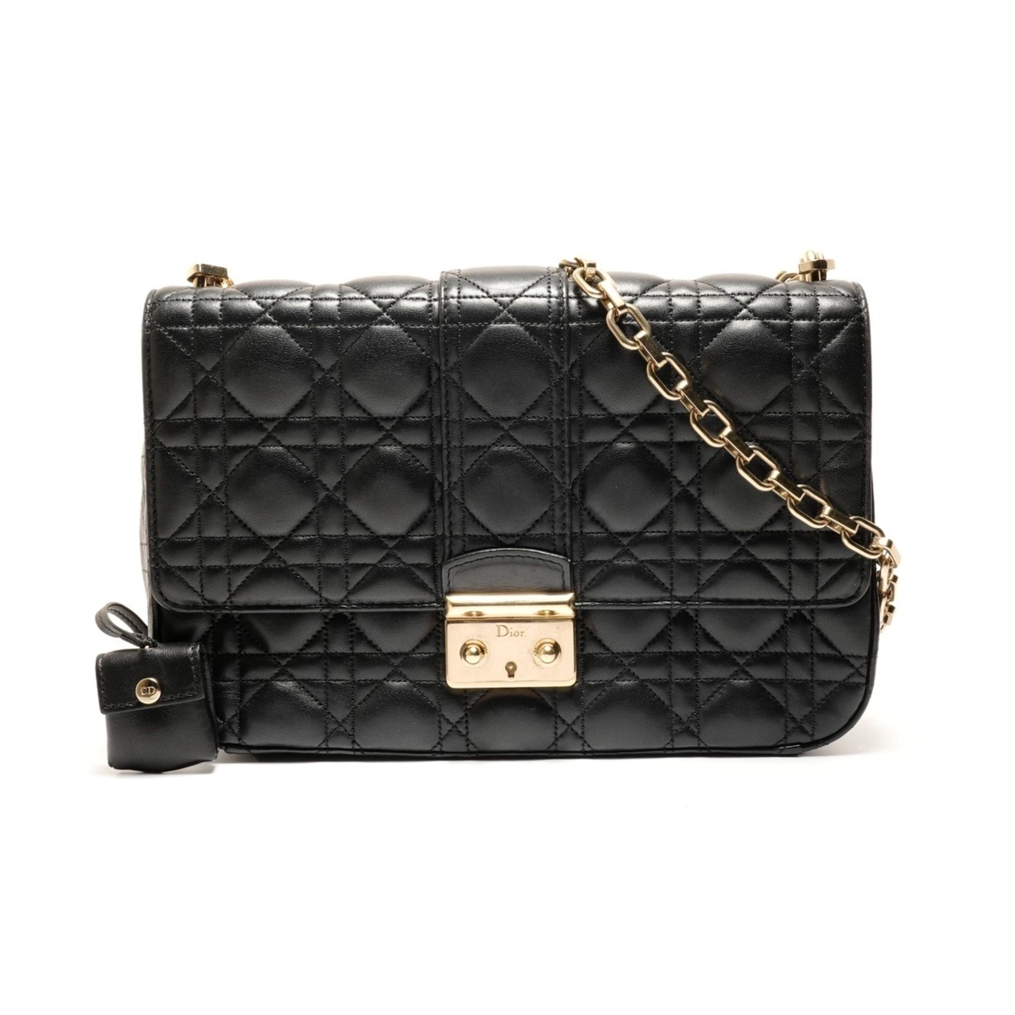 Dior Christian Dior Leather Chain New Lock Flap Shoulder Bag, Black, WS25905 Size ONE SIZE - 1 Thumbnail