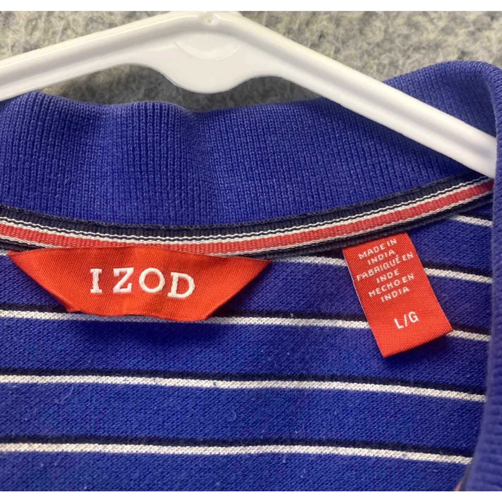 Izod IZOD Polo Shirt Mens Large Blue Stripe Short Sleeve/105-27 Size US L / EU 52-54 / 3 - 4 Thumbnail