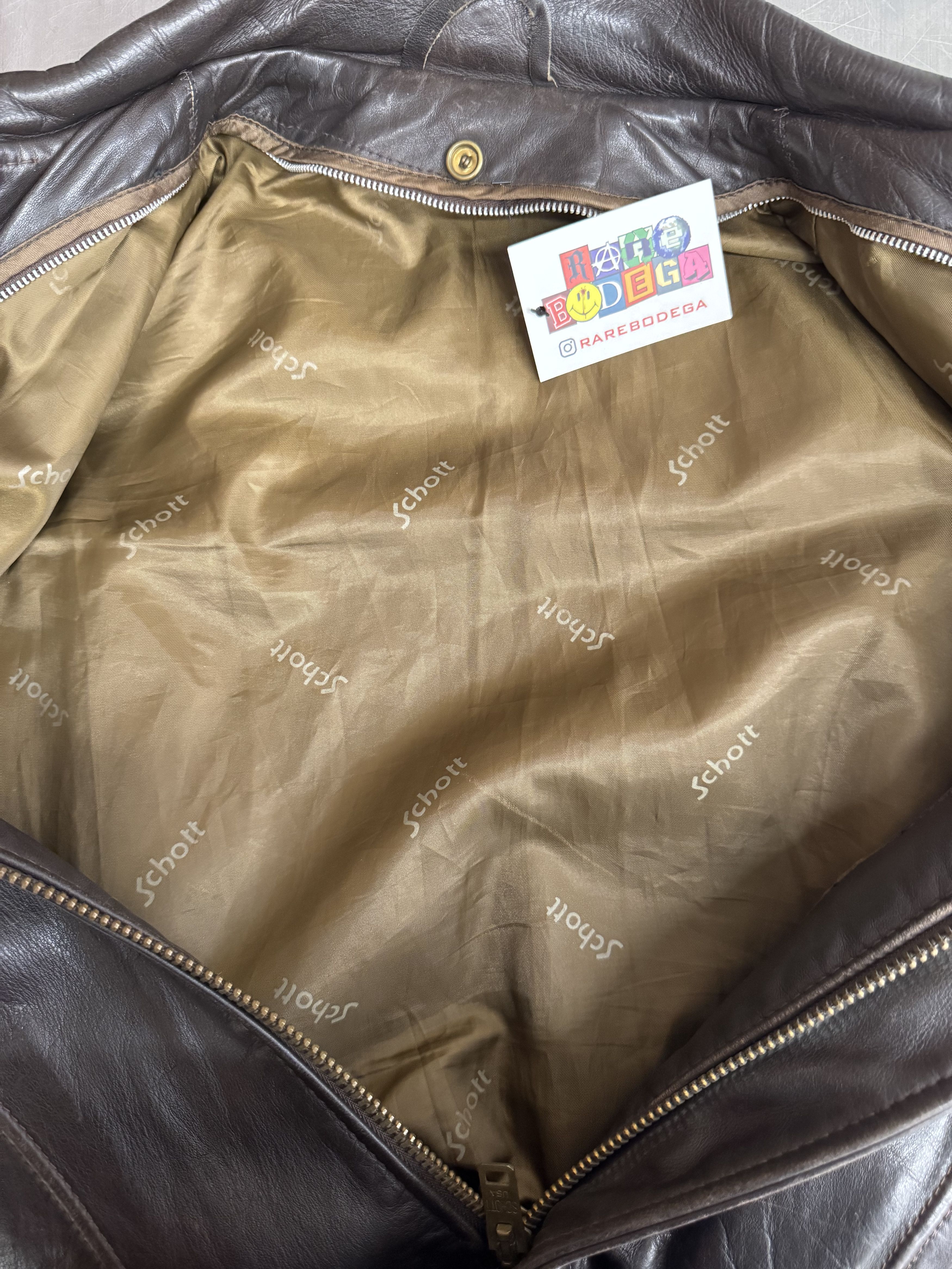 Schott Vintage Leather Bomber Jacket Size US M / EU 48-50 / 2 - 3 Thumbnail