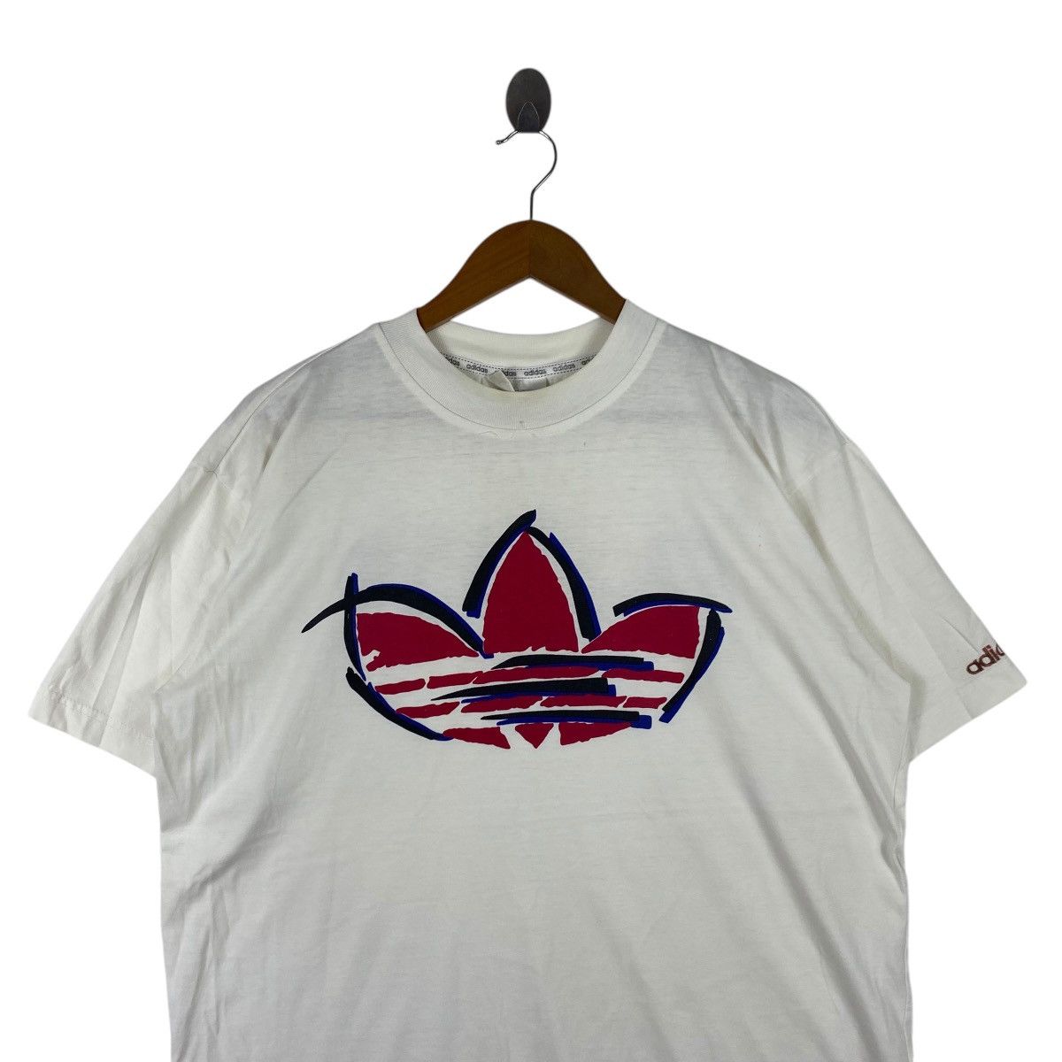 Adidas × Vintage Vintage 90’ ADIDAS ORIGINALS TREFOIL Logo Double Sided Tee Size US L / EU 52-54 / 3 - 2 Thumbnail
