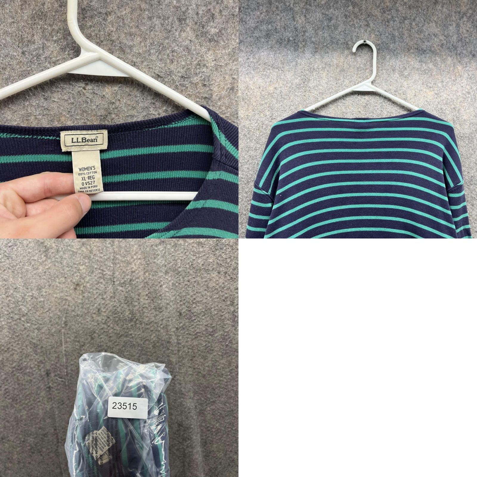 Vintage .L. Bean Shirt Women Extra Large Black Blue Striped Regular Fleece Knit Top Size XL / US 12-14 / IT 48-50 - 8 Thumbnail
