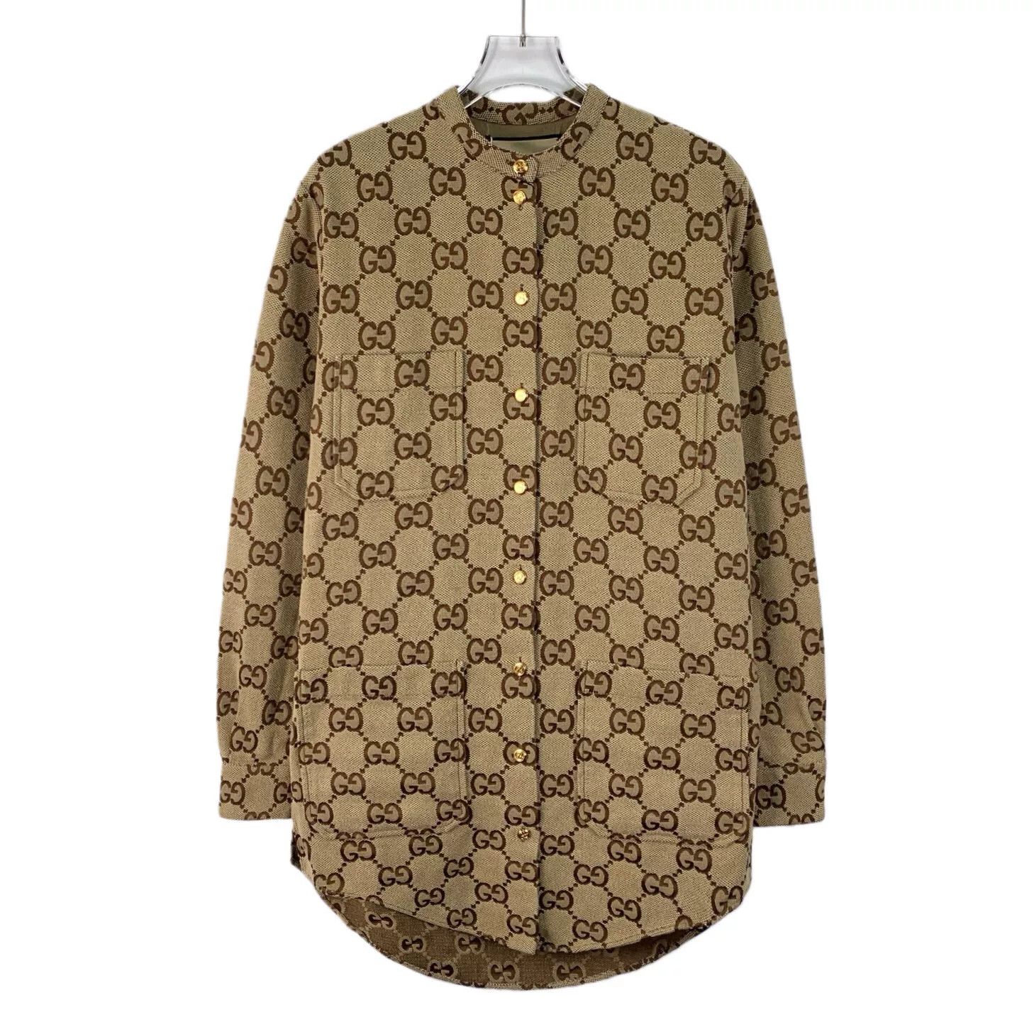 Gucci brown logo print long sleeve shirt Size US S / EU 44-46 / 1 - 1 Thumbnail