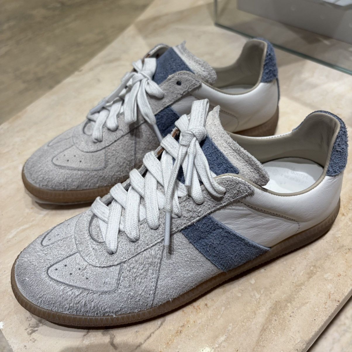 Maison Margiela NWT Distressed Replica Women’s Sneaker - Blue/White - 37.5 Size US 7.5 / IT 37.5 - 1 Thumbnail