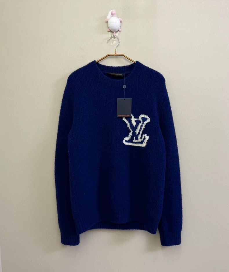 louis vuitton blue logo sweater for men-dmc