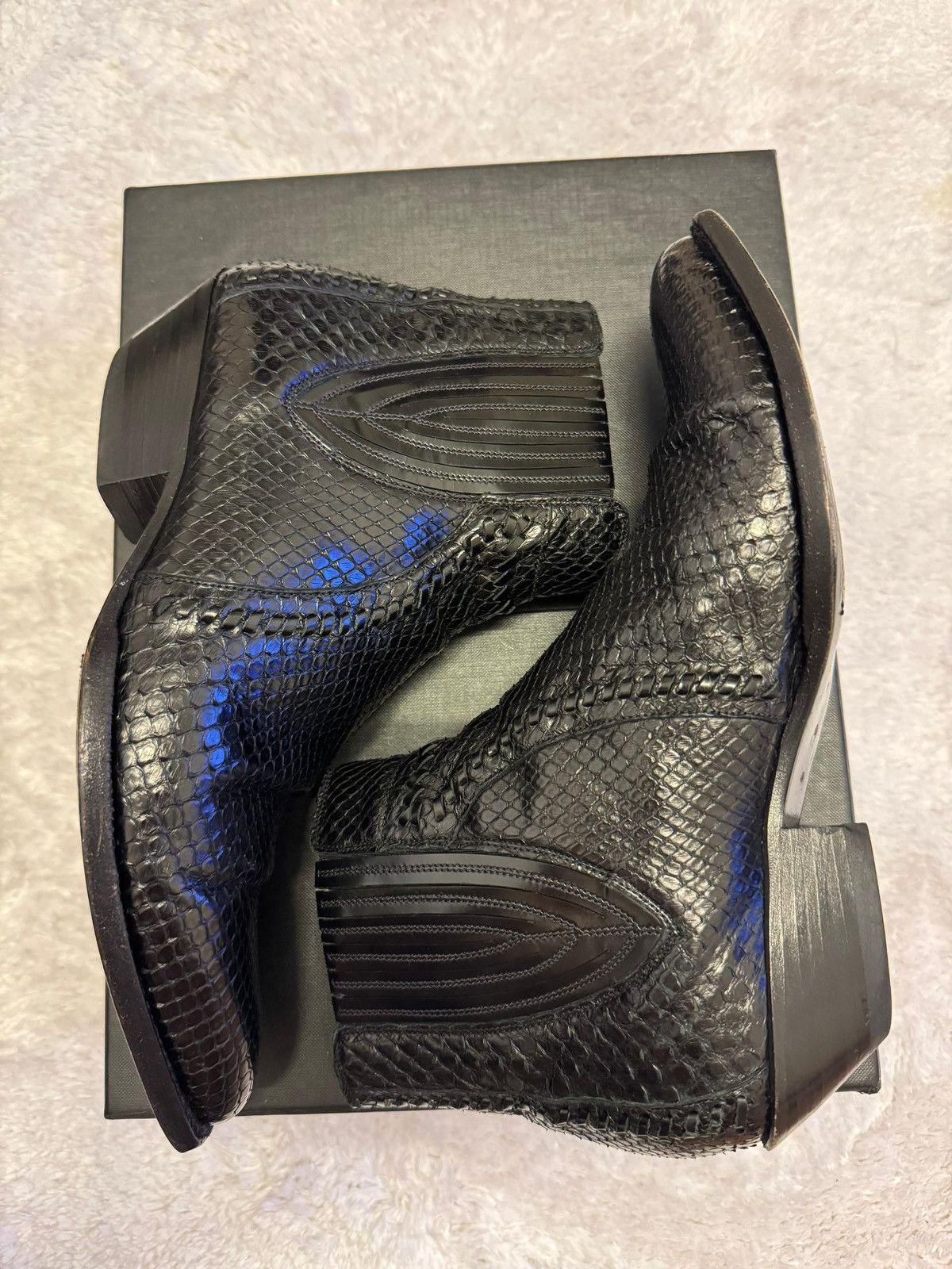 Hedi Slimane × Saint Laurent Paris 15SS Python Santiag Boots sz40 Size US 7 / EU 40 - 1 Thumbnail