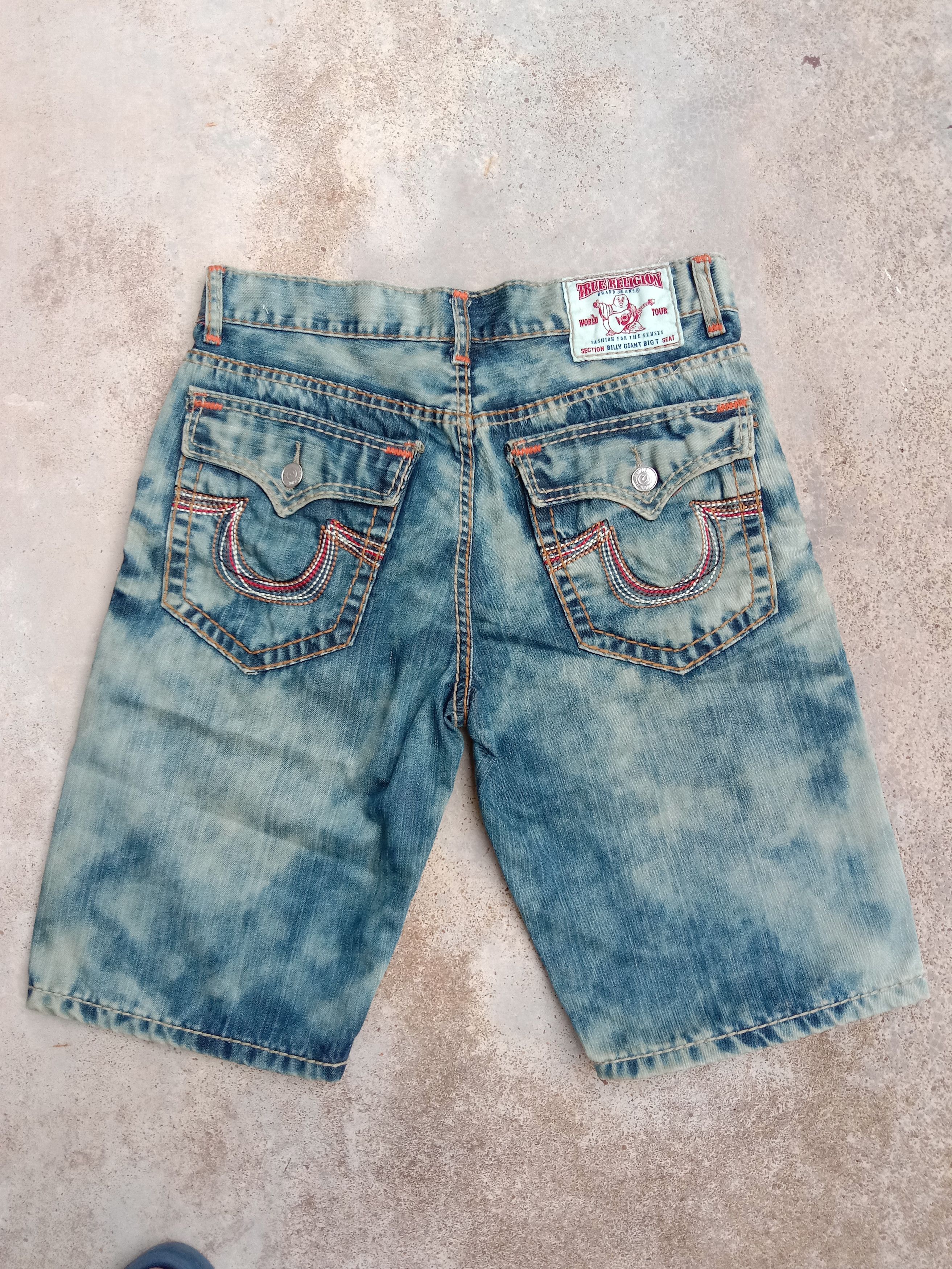 True Religion × Vintage Vintage True Religion Acid Wash Billy Giant Big T Short Pant Size US 33 - 2 Thumbnail