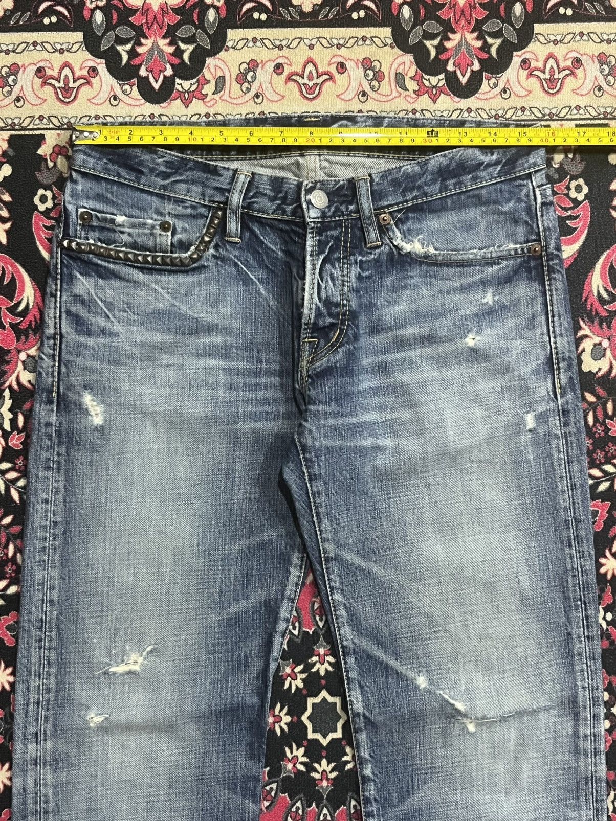 Hysteric Glamour Japanese Brand Hysteric Glamour Blue Whisker Studded Jeans Size US 30 / EU 46 - 18 Thumbnail