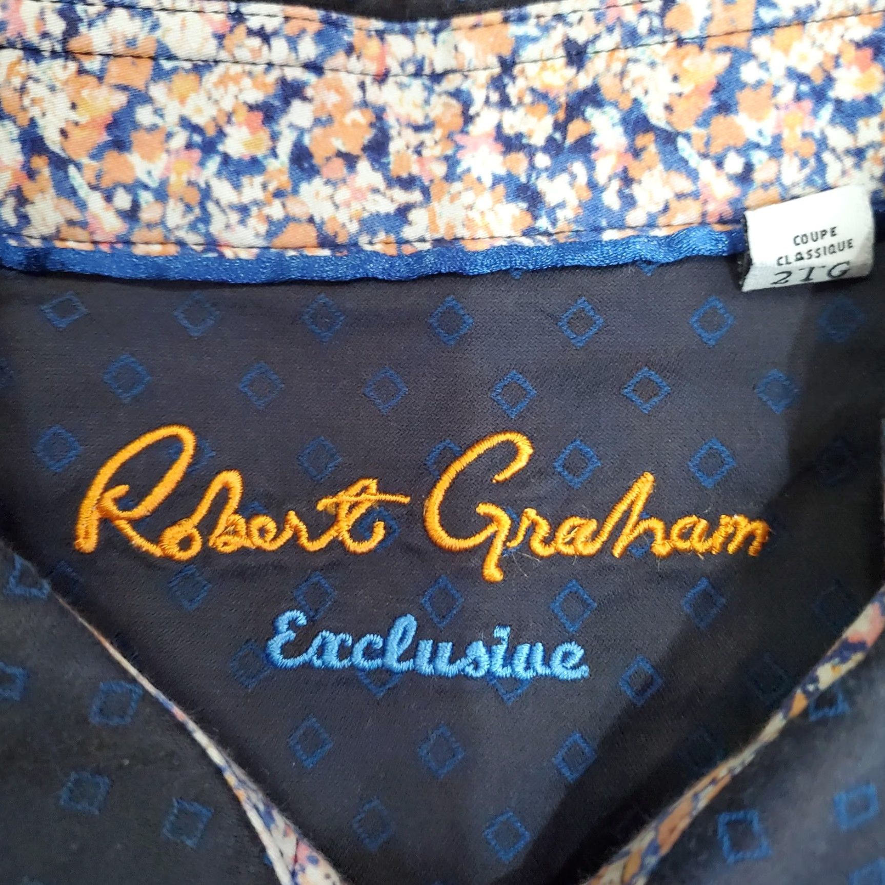 Robert Graham Robert Graham Shirt Mens 2XL Blue Geometric Classic Fit Long Sleeve Button Up Size US XXL / EU 58 / 5 - 6 Thumbnail