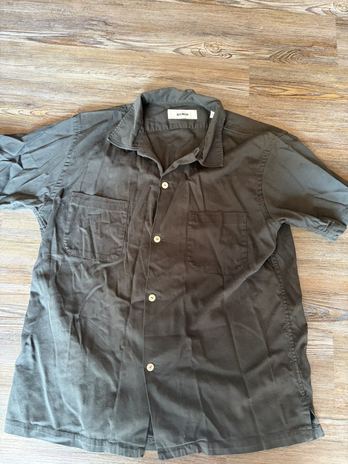 Buck Mason Short Sleeve Camp Collar in Green, Men's