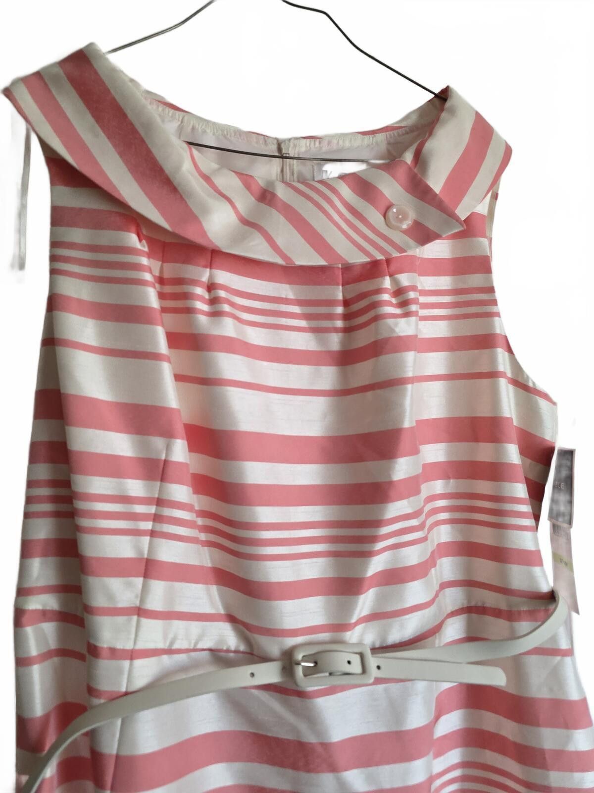 Other KSL Coral Pink Striped Sleeveless Dress Sz 18W Belted Spring Size XXL / US 16-18 / IT 52-54 - 9 Thumbnail