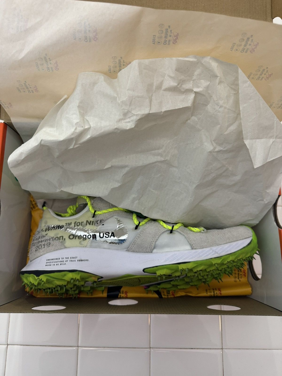 Nike × Off-White Off White x Nike Zoom Terra Kiger 5 - White/Metallic Silver Size US 12.5 / EU 45-46 - 3 Thumbnail