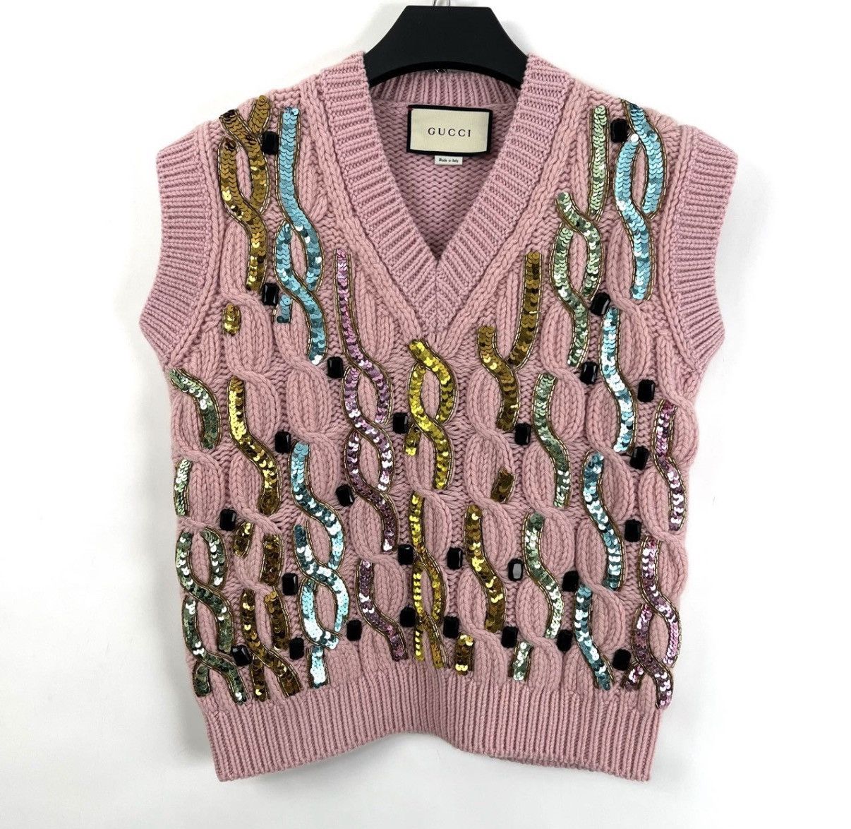 Gucci Gucci/Embroidered Sequin Knit Vest K12 Size S / US 4 / IT 40 - 1 Thumbnail
