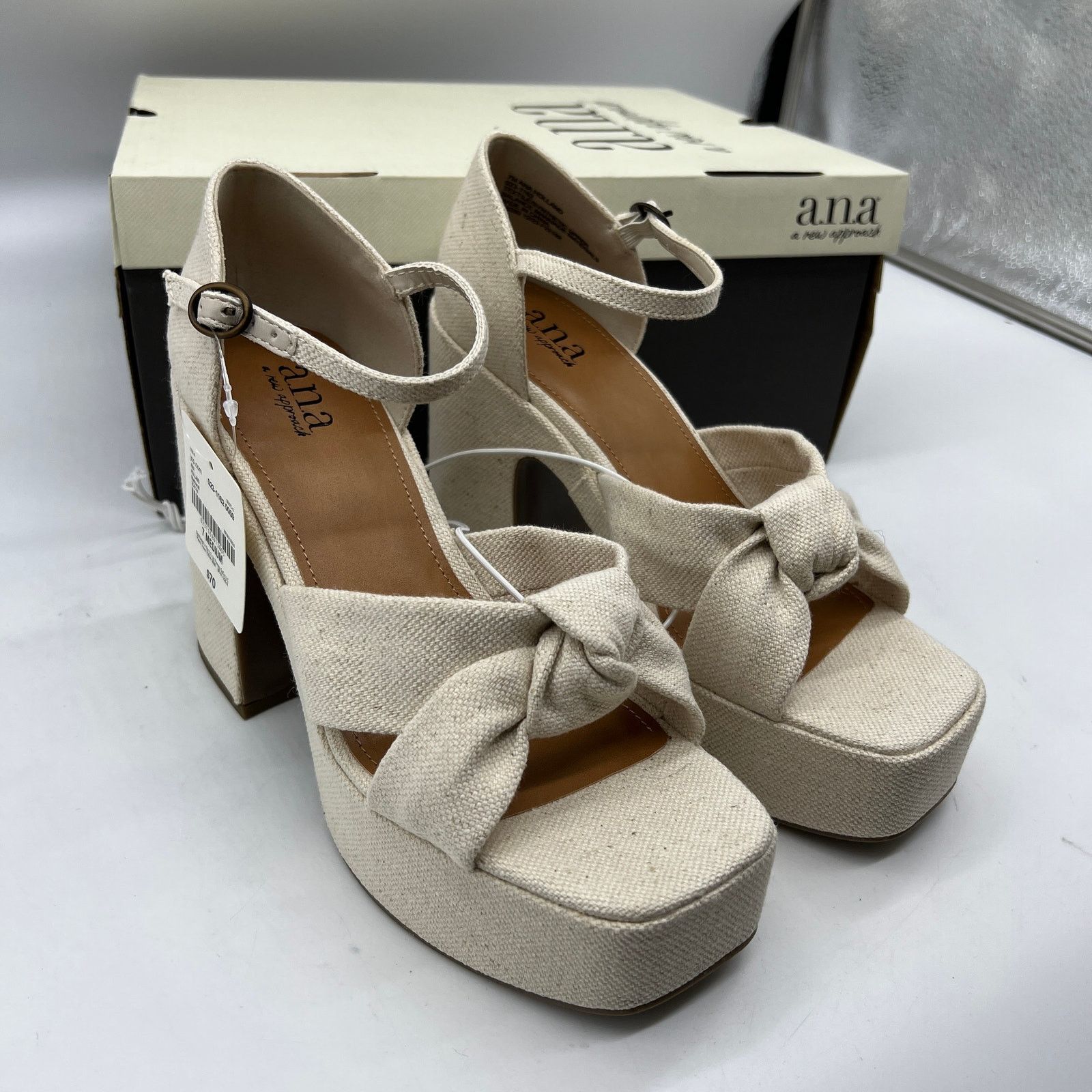 Other a.n.a Womens Holland Heeled Sandals Denim Platform Size US 7 / IT 37 - 2 Thumbnail