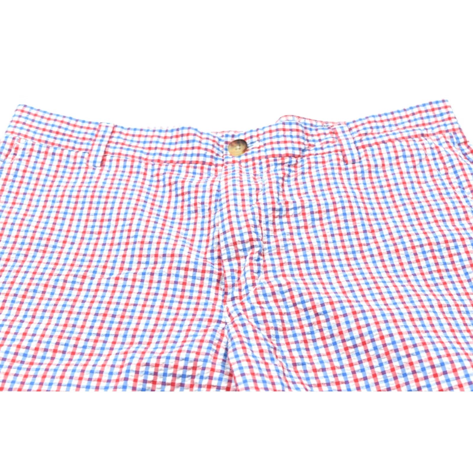 Vineyard Vines VINEYARD VINES Breaker Seersucker Shorts Red Blue Plaid 9" Cotton Mens 32 Regular Zip Pockets Chino Spring Summer Casual Travel Mens Size US 32 / EU 48 - 3 Thumbnail