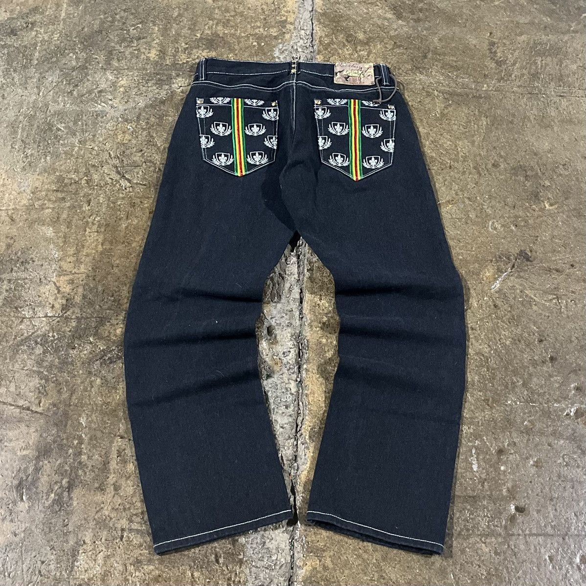 Affliction × JNCO × Vintage Crazy Vintage Y2K Baggy Jeans Embroidered Skater Wide Leg Size US 32 / EU 48 - 1 Thumbnail