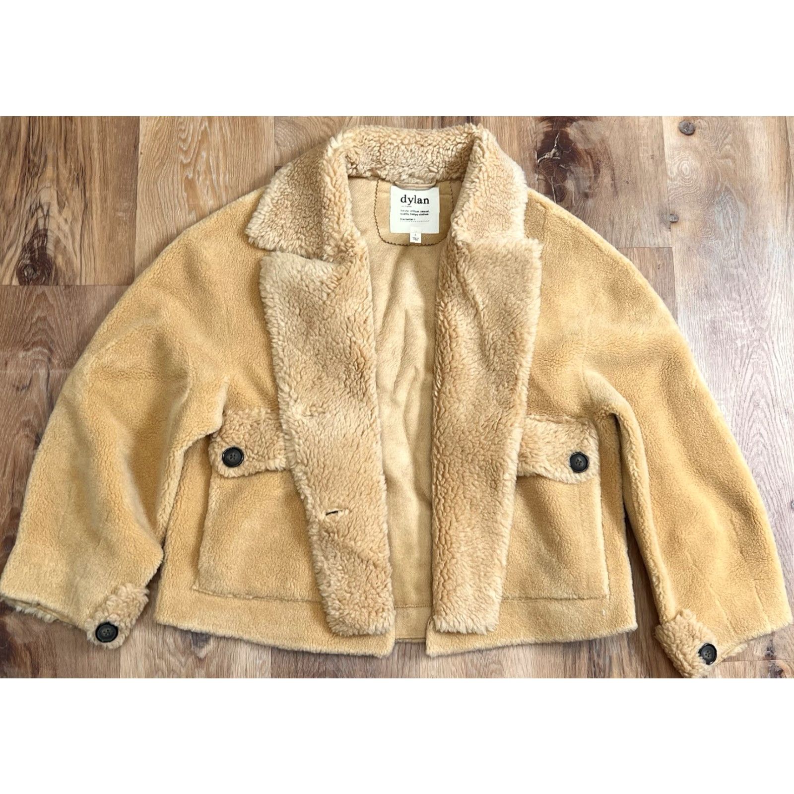 Vintage Dylan Coat Jacket Overcoat Women L Beige Polyester Faux Wool 26” 24” 20.5” Fall Winter Spring Vintage? No Size L / US 10 / IT 46 - 3 Thumbnail