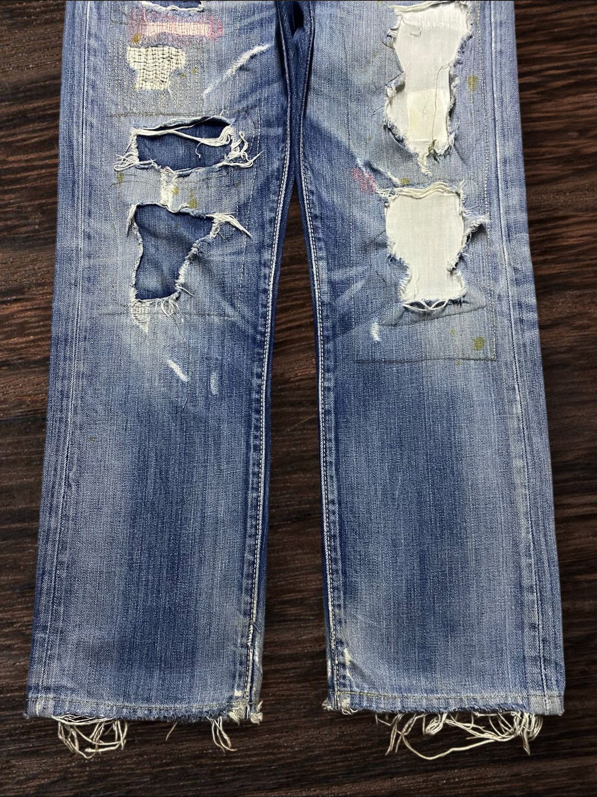 Levi's Vintage Levis 505 Ripped Patches Slim Straight Jeans Size US 30 / EU 46 - 5 Thumbnail