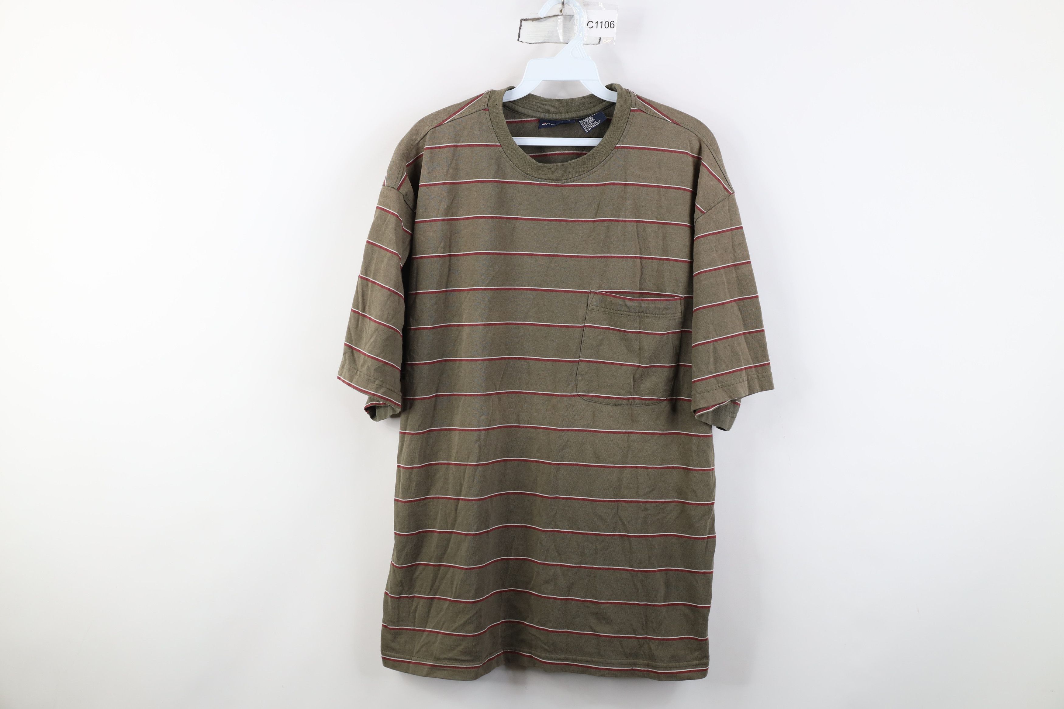 Vintage Vintage 90s Streetwear Striped Pocket Short Sleeve T-Shirt Size US XL / EU 56 / 4 - 1 Thumbnail