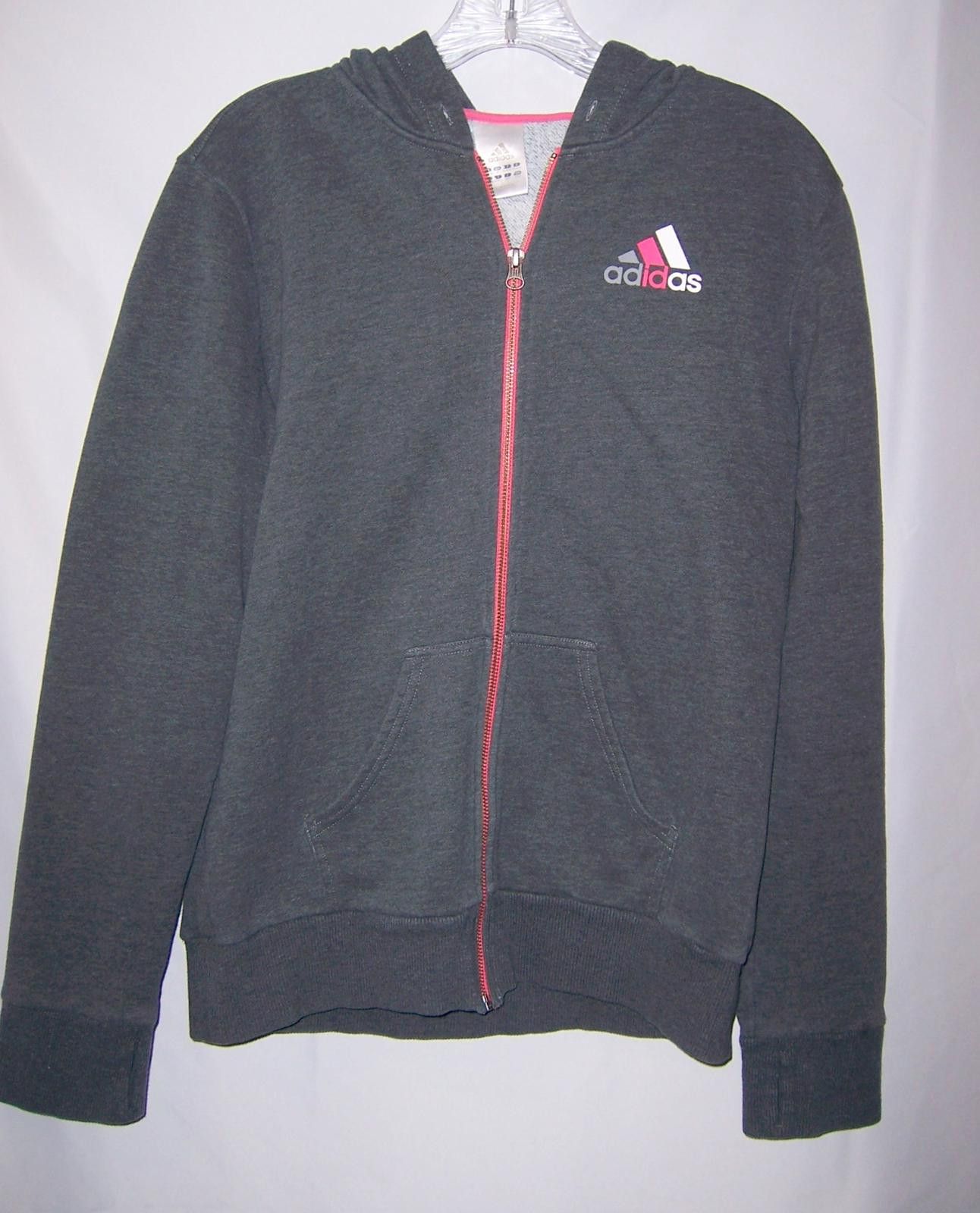 Adidas Women's Adidas Essentials Logo Full-Zip Hoodie-Grey/Pink- M Size M / US 6-8 / IT 42-44 - 1 Thumbnail