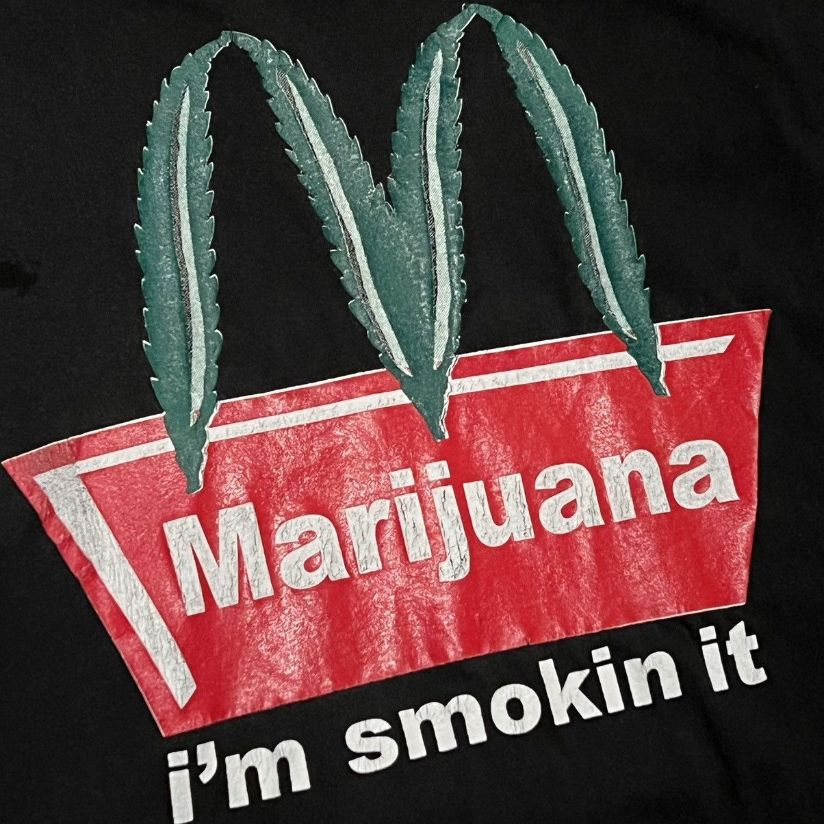 image of Vintage Marijuana I’M Smokin It Tee Macdonalds Im Loving It in Black, Men's (Size XL)